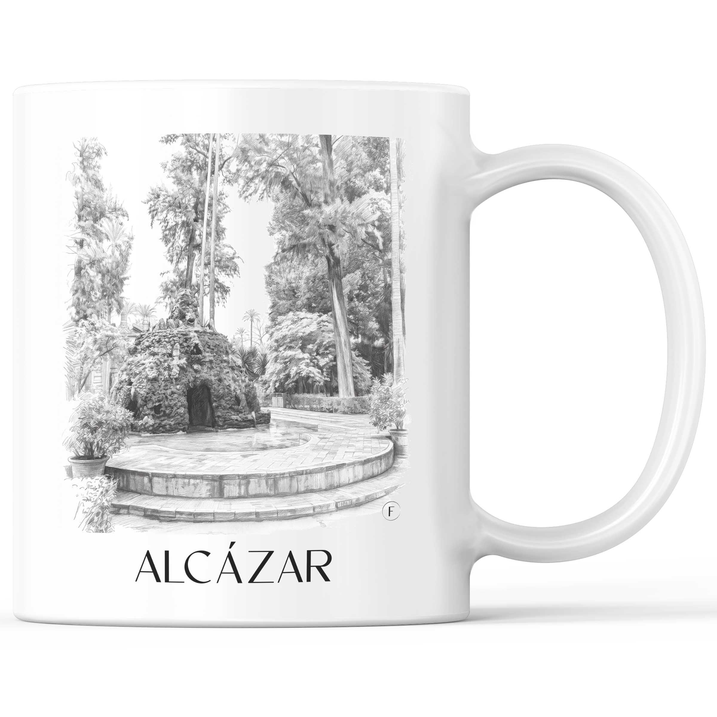 Alcazár Kaffeebecher - Sevilla - Spanien Becher - Kaffeetasse im Zeichnung Stil