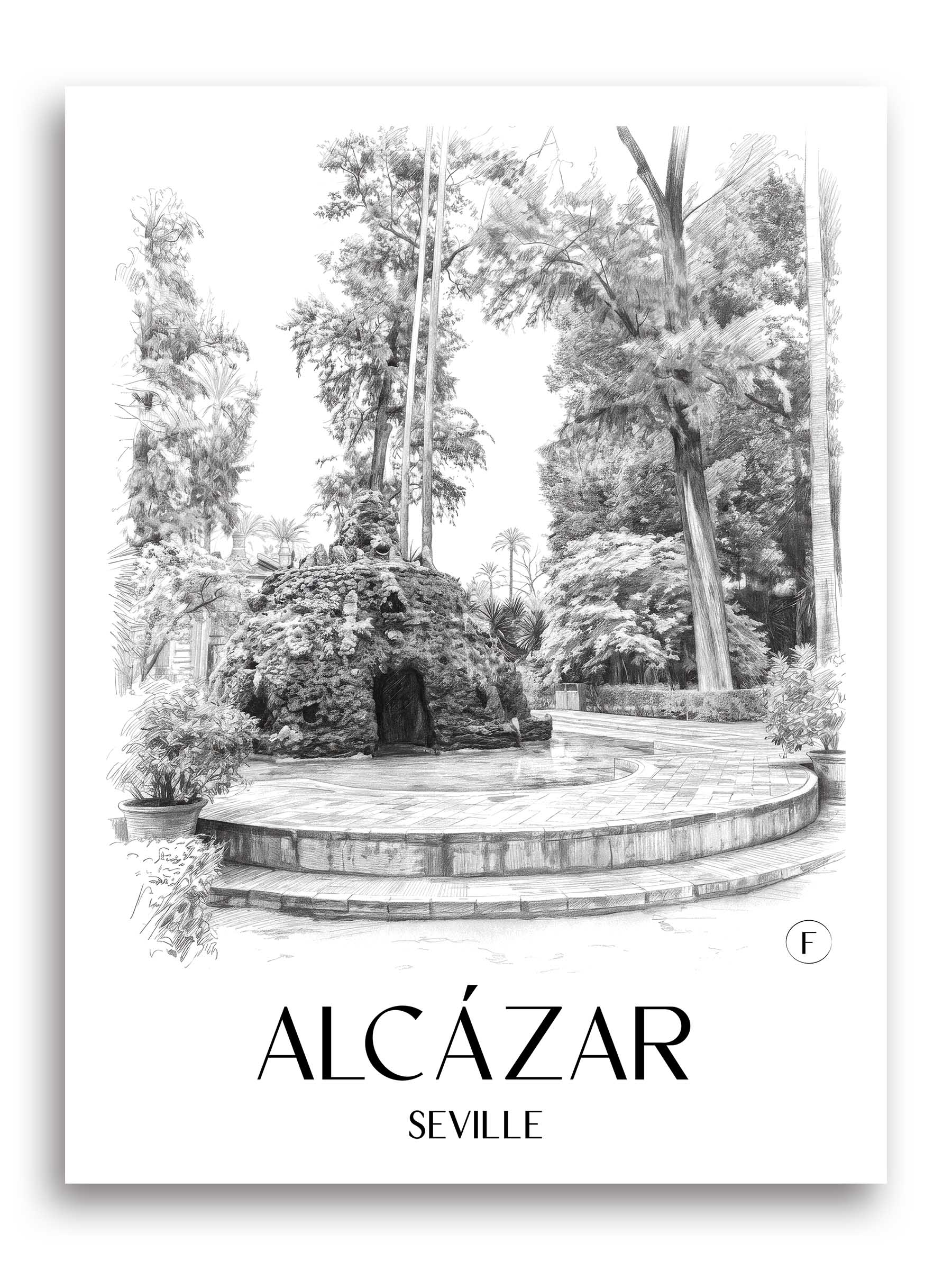 Alcazár Poster - Sevilla - Spanien Kunstdruck - Zeichnung von A4 bis A1