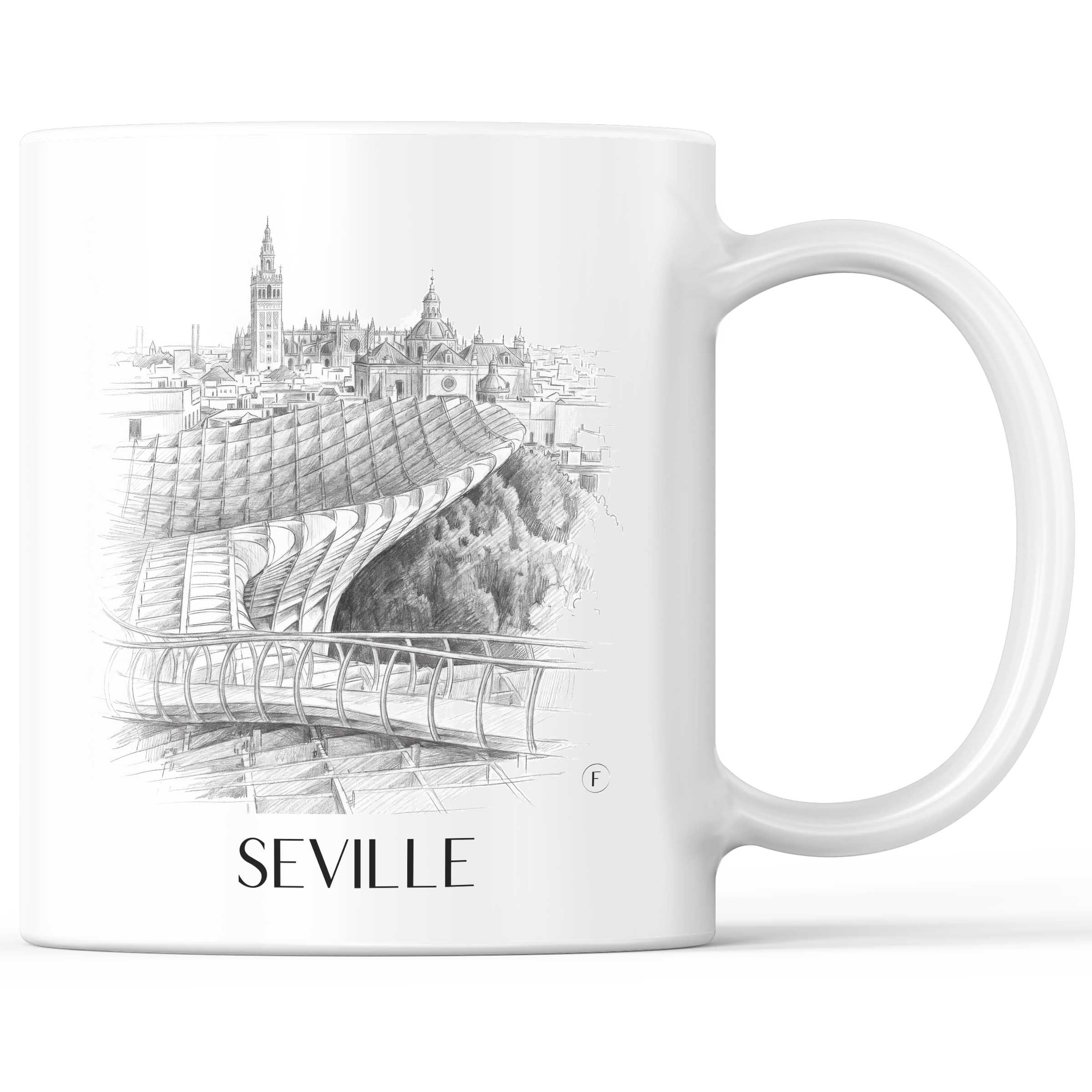 Sevilla Kaffeebecher - Spanien - Spanien Becher - Kaffeetasse im Zeichnung Stil