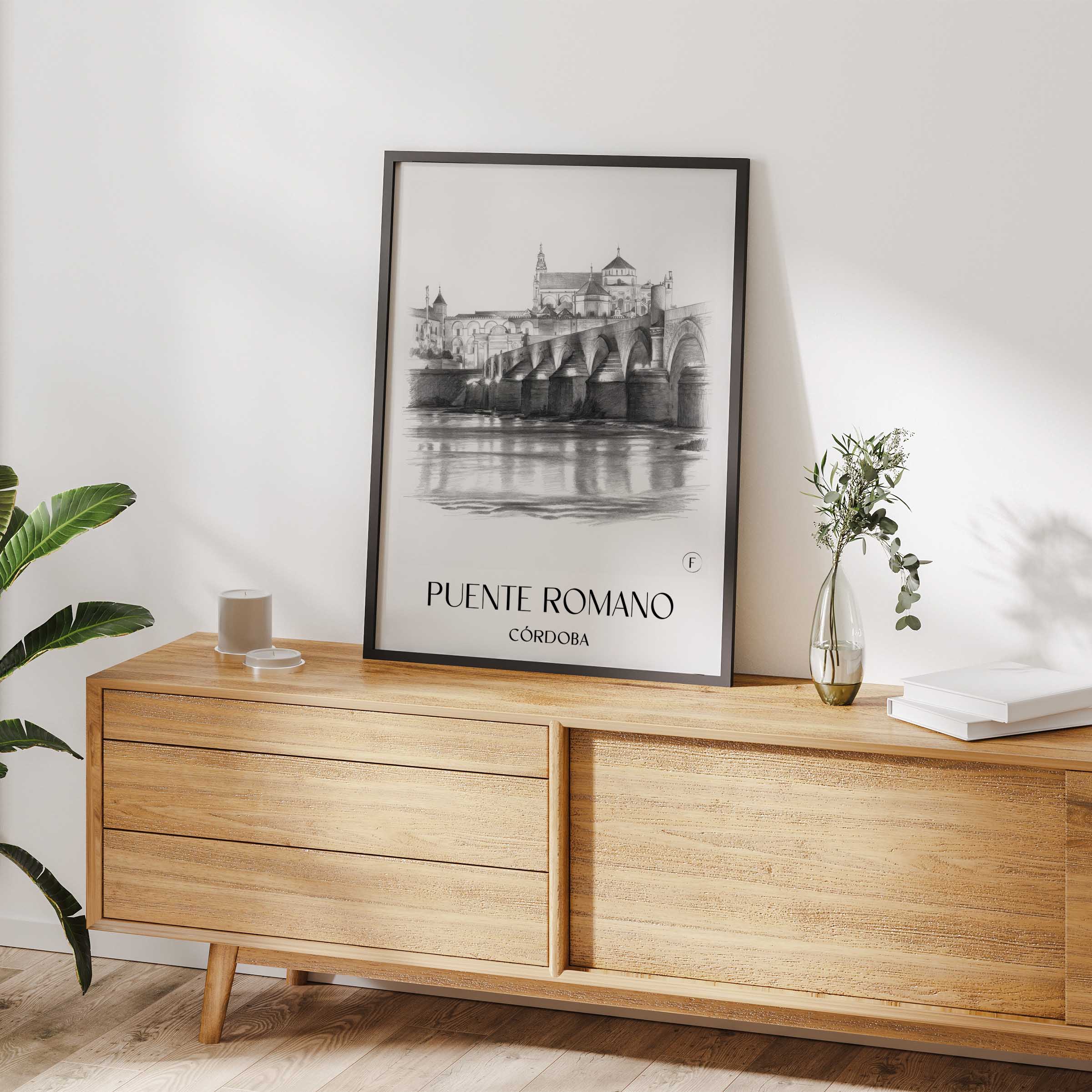 puente-romano-córdoba-spanien-poster-bleistift-zeichnung-drawing