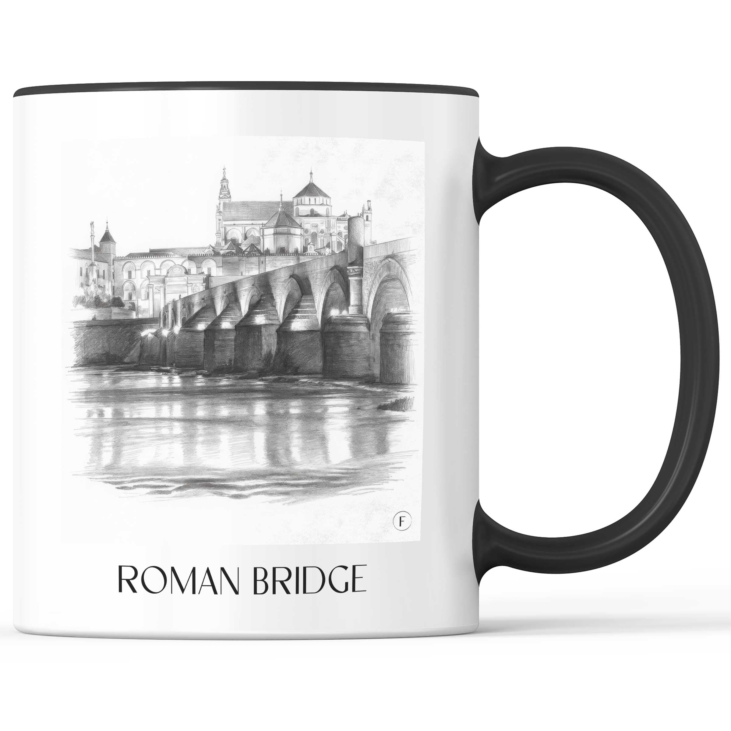 Puente Romano Kaffeebecher - Córdoba - Spanien Becher - Kaffeetasse im Zeichnung Stil