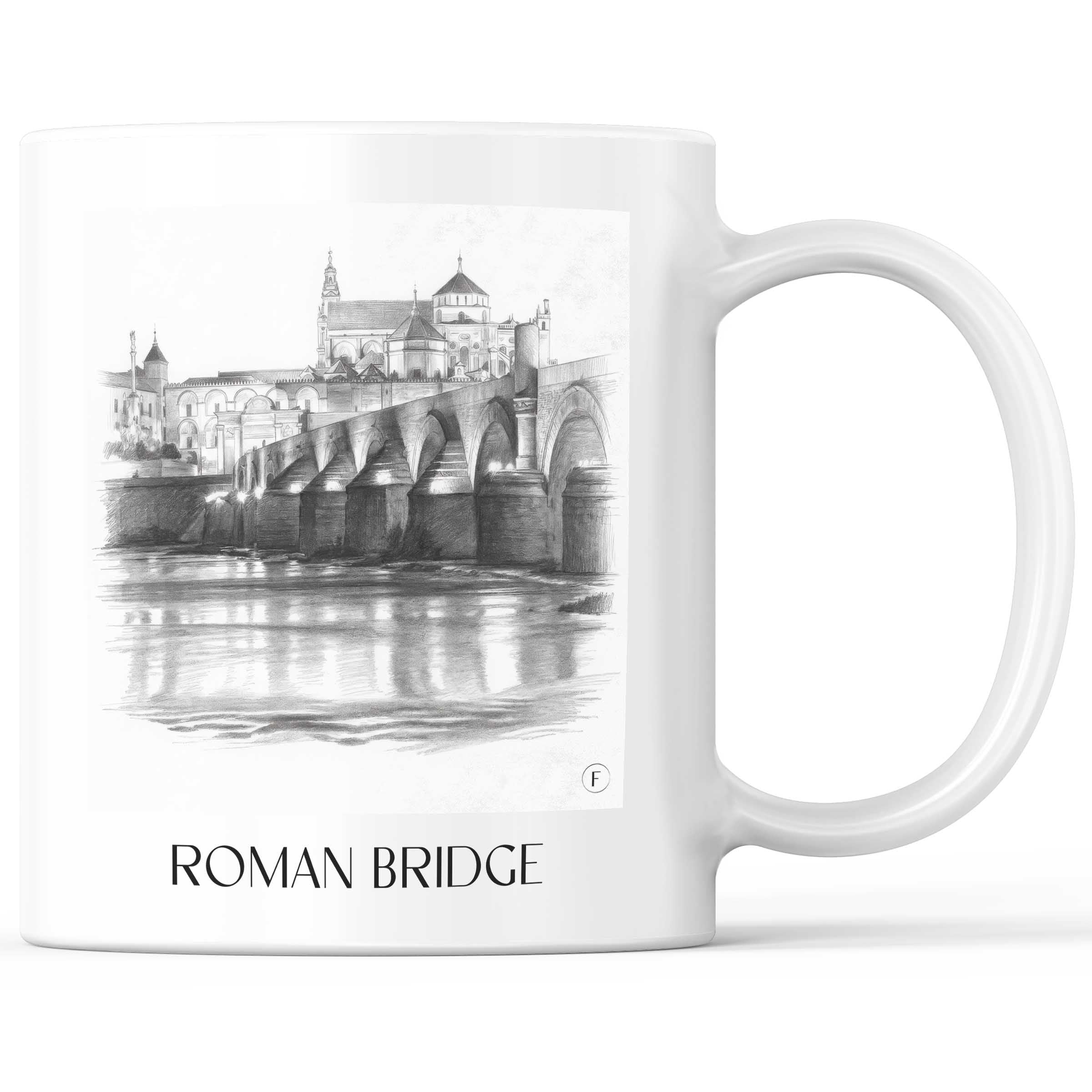 Puente Romano Kaffeebecher - Córdoba - Spanien Becher - Kaffeetasse im Zeichnung Stil