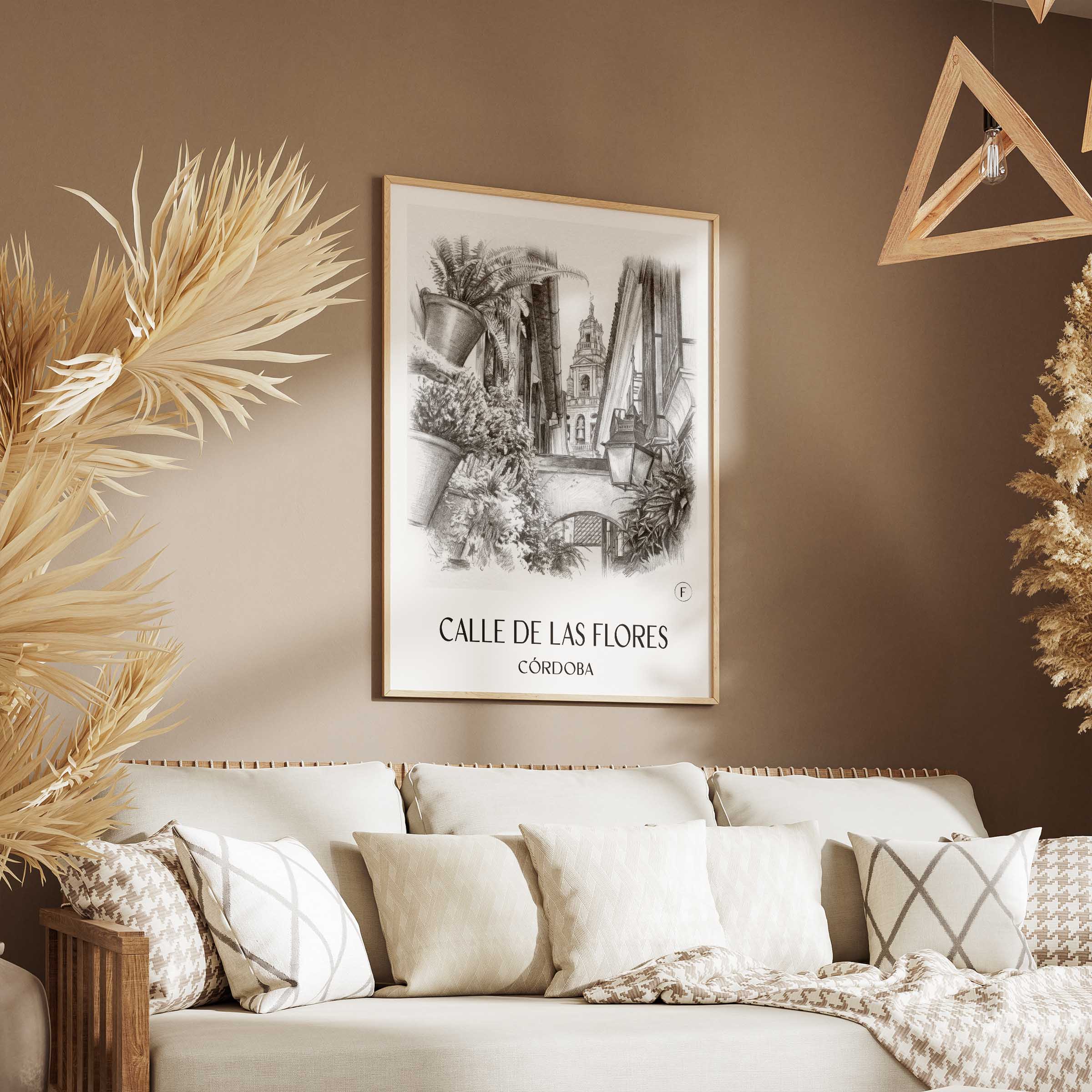calle-de-las-flores-córdoba-spanien-poster-bleistift-zeichnung-drawing