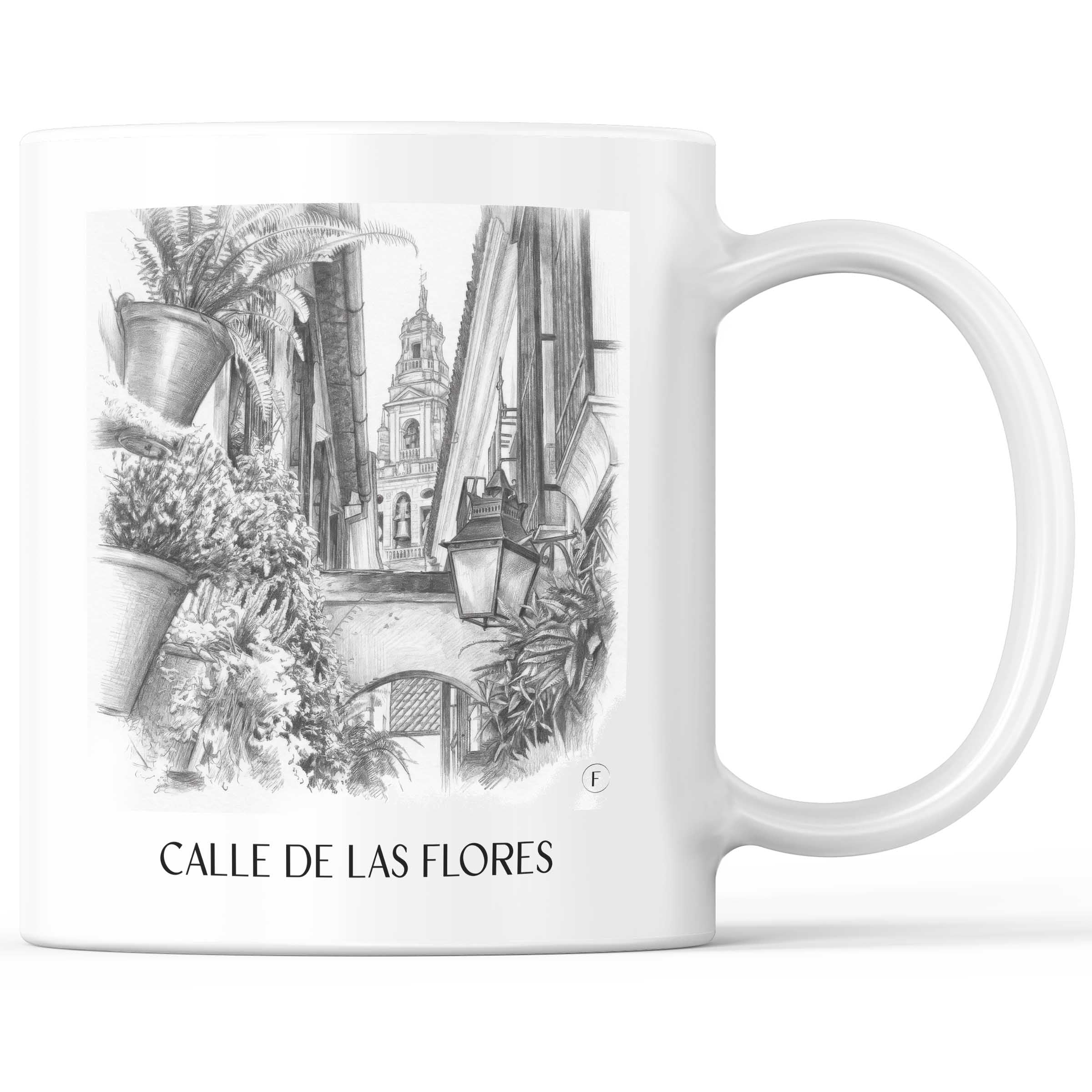 Calle de las flores Kaffeebecher - Córdoba - Spanien Becher - Kaffeetasse im Zeichnung Stil
