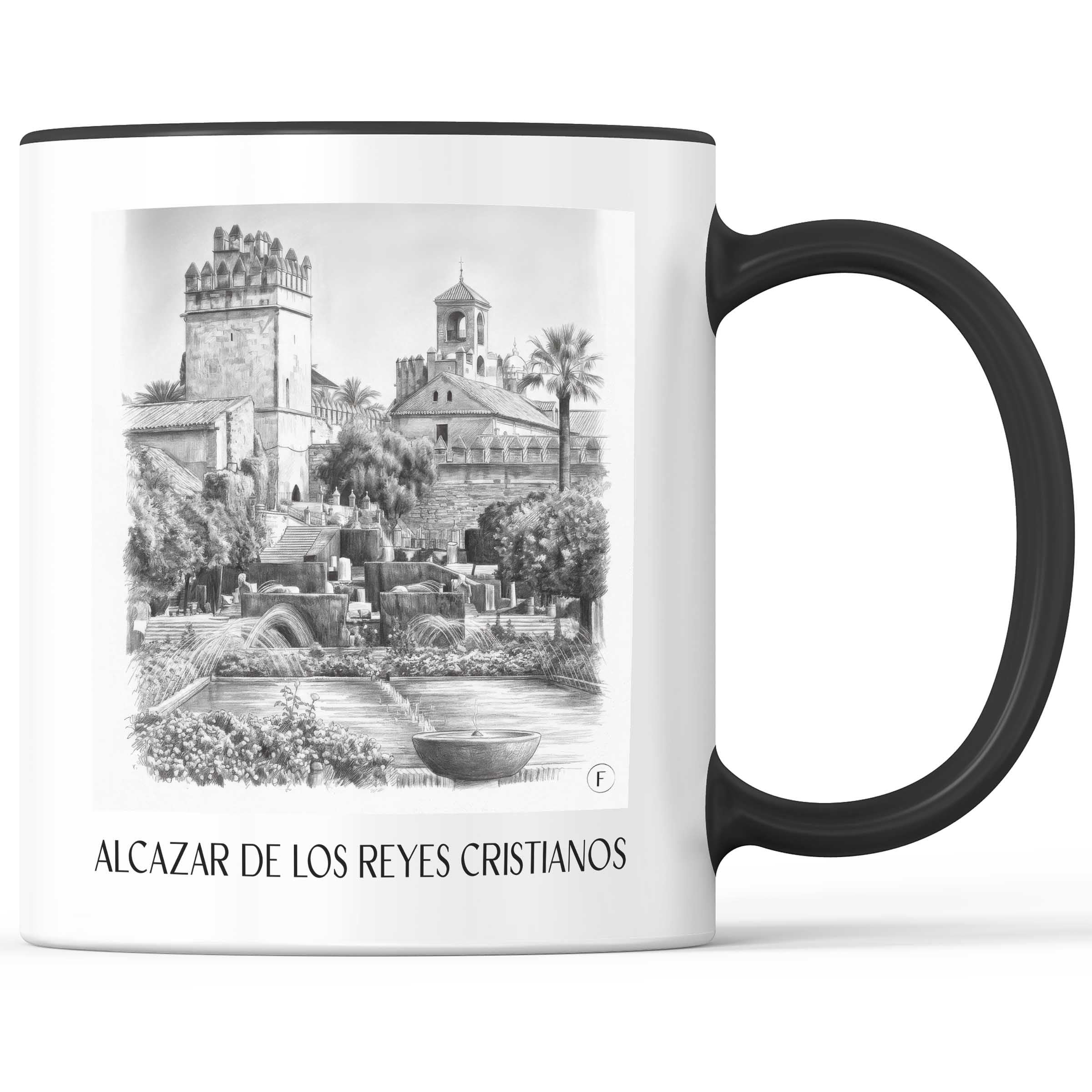 Alcázar de los Reyes Cristianos Kaffeebecher - Córdoba - Spanien Becher - Kaffeetasse im Zeichnung Stil