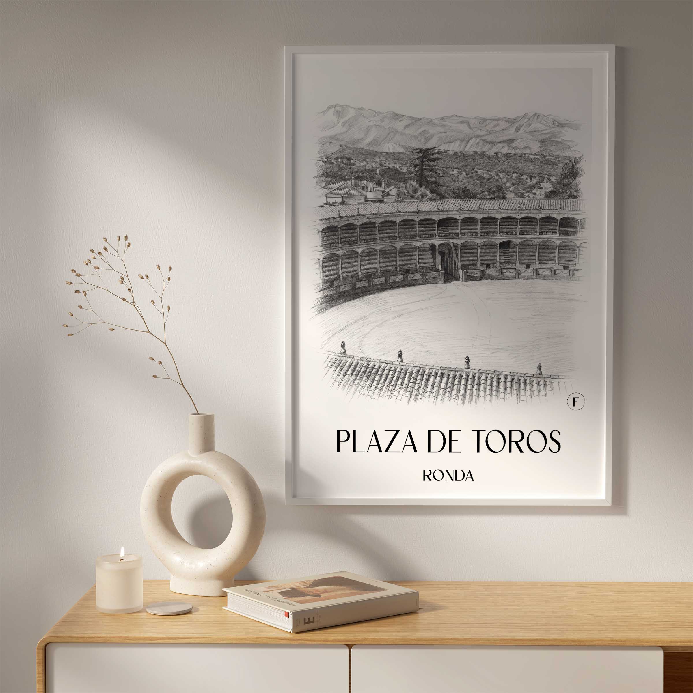 plaza-de-toros-ronda-spanien-poster-bleistift-zeichnung-drawing