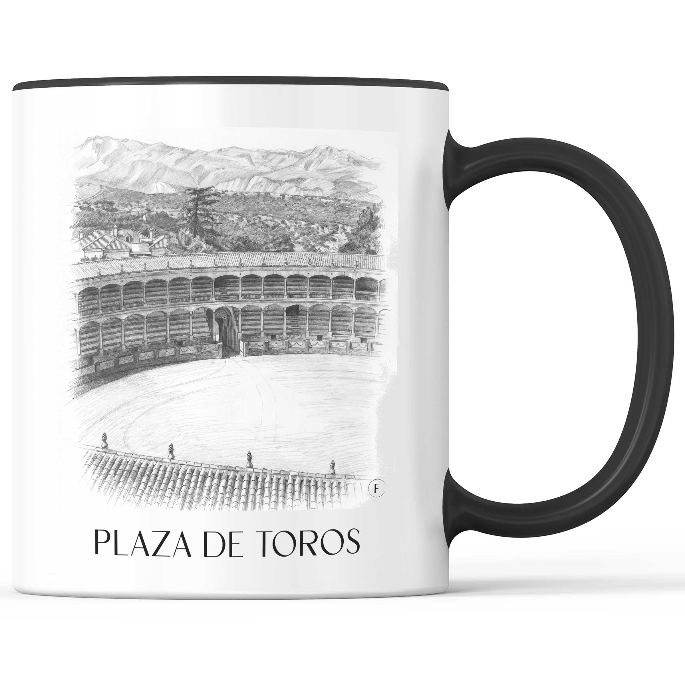 Plaza de Toros Kaffeebecher - Ronda - Spanien Becher - Kaffeetasse im Zeichnung Stil