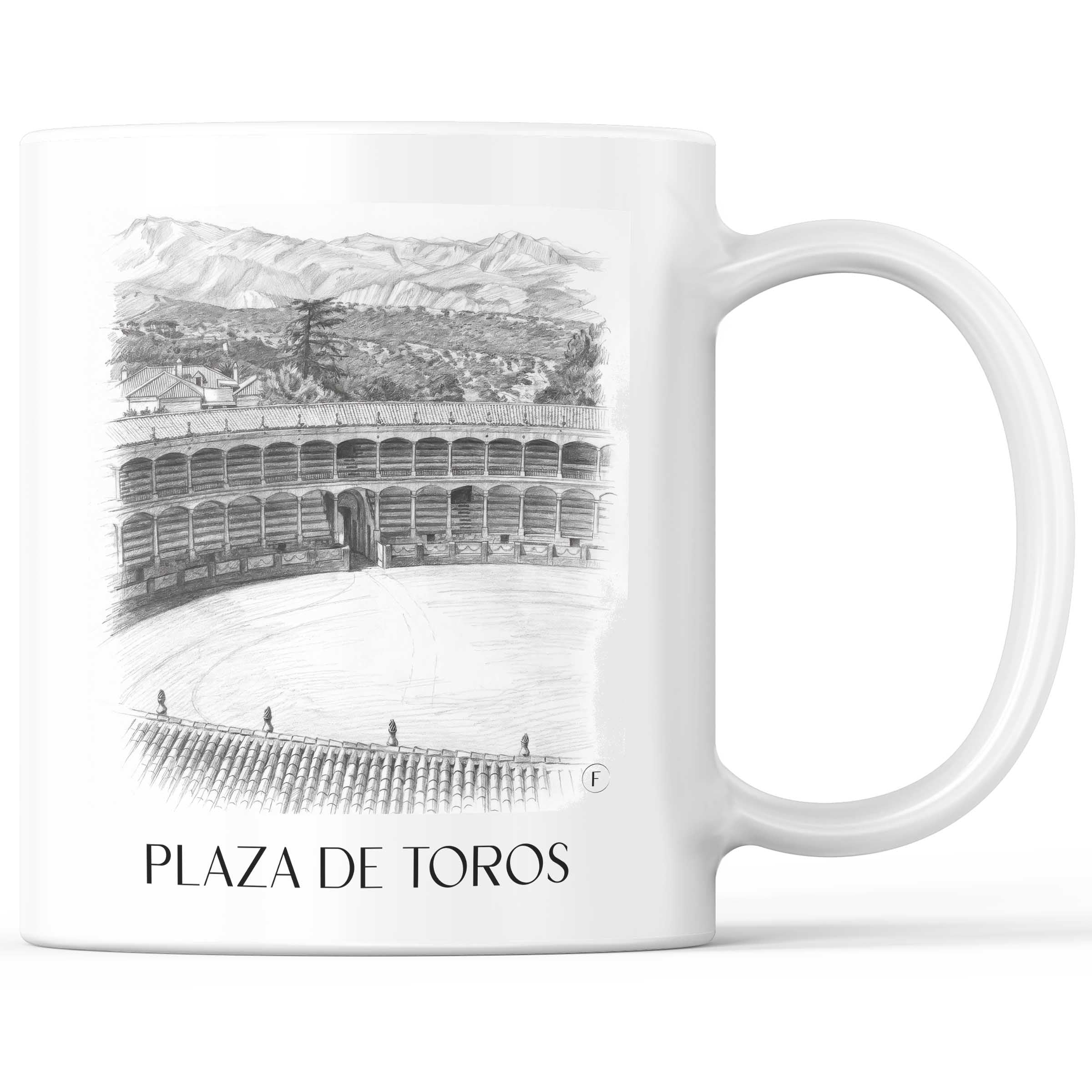 Plaza de Toros Kaffeebecher - Ronda - Spanien Becher - Kaffeetasse im Zeichnung Stil