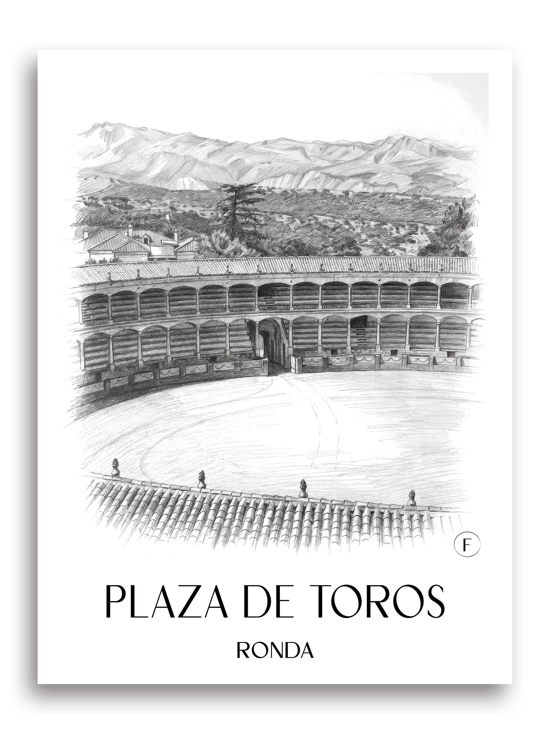 Plaza de Toros Poster - Ronda - Spanien Kunstdruck - Zeichnung von A4 bis A1