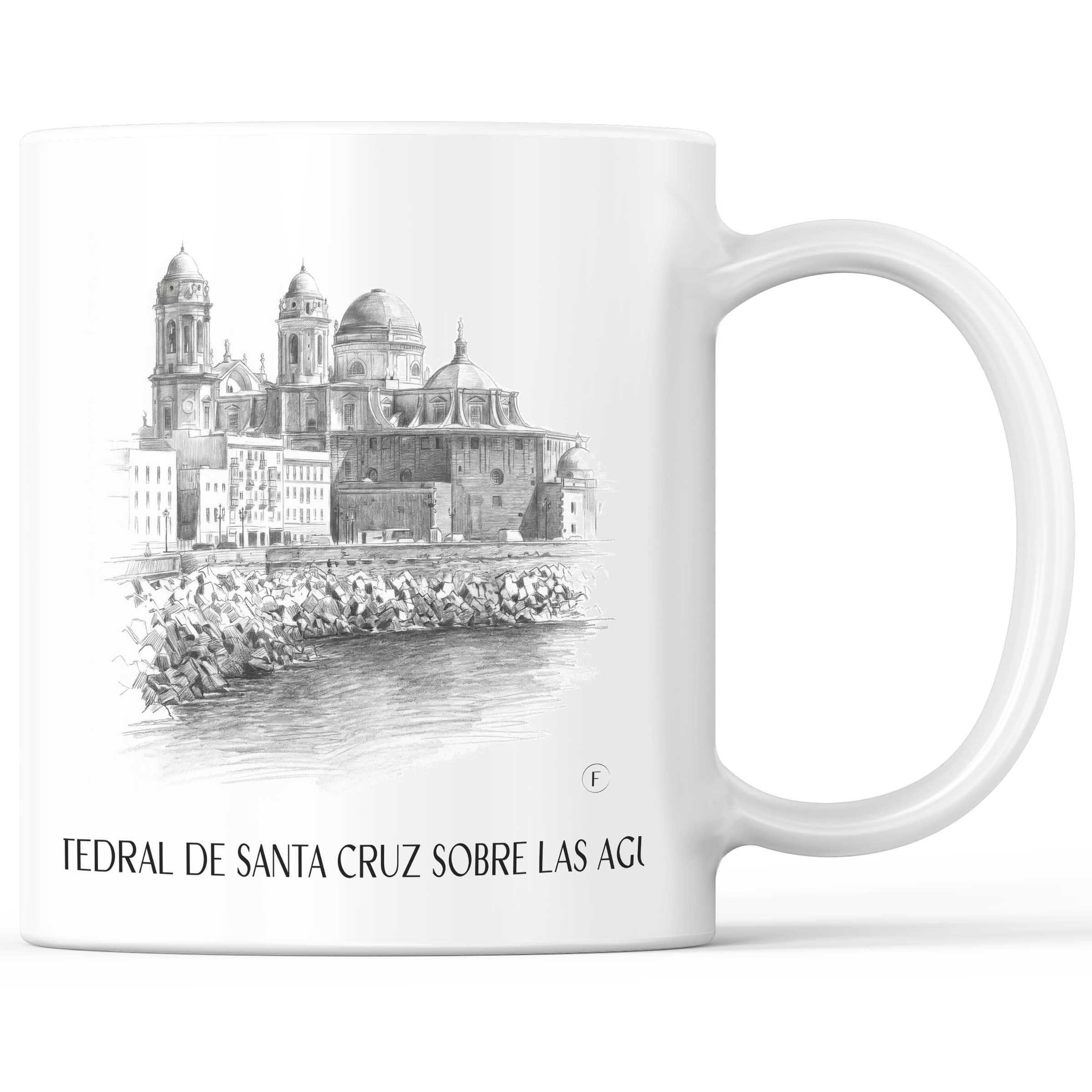 Catedral de Santa Cruz sobre las aguas Kaffeebecher - Cádiz - Spanien Becher - Kaffeetasse im Zeichnung Stil