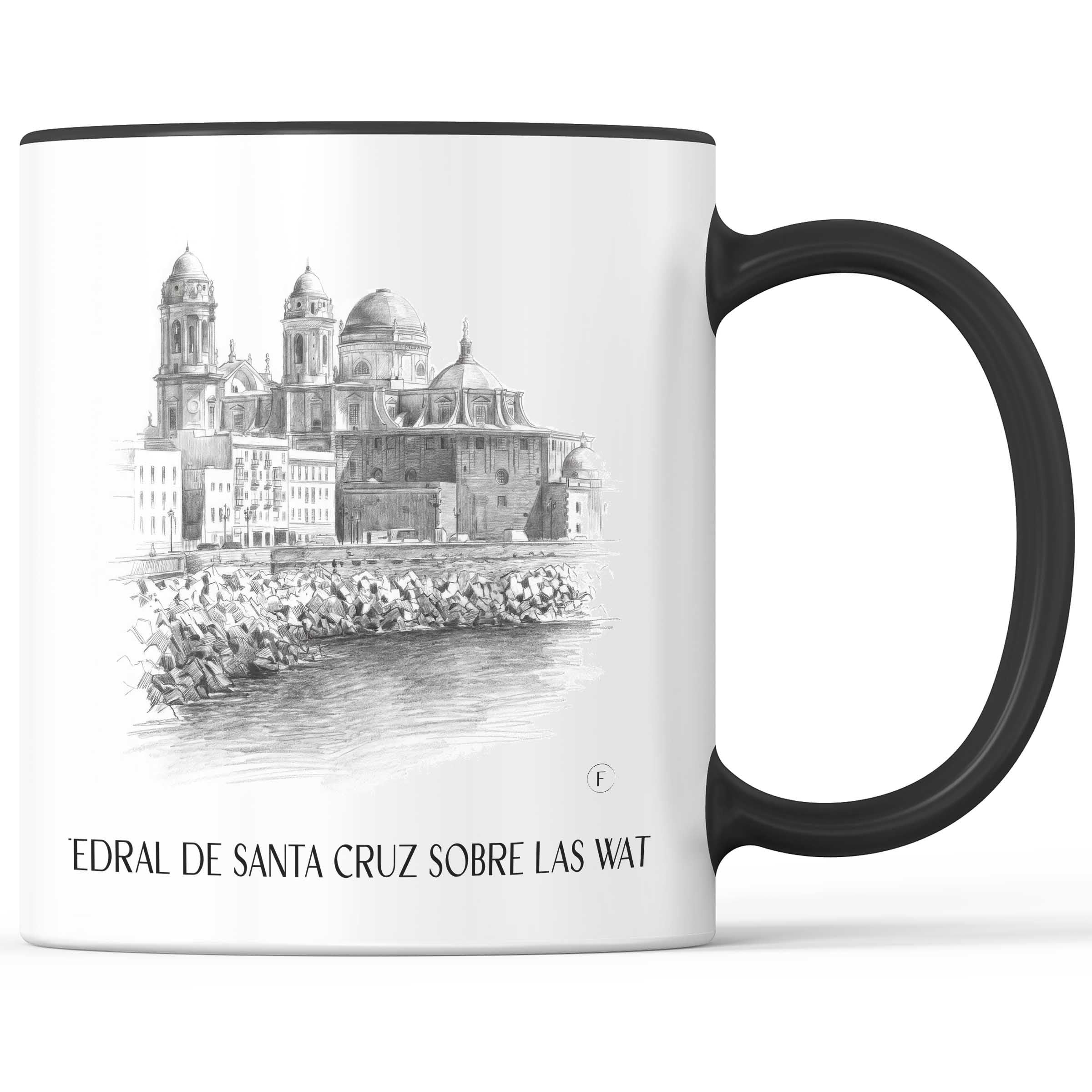 Catedral de Santa Cruz sobre las aguas Kaffeebecher - Cádiz - Spanien Becher - Kaffeetasse im Zeichnung Stil