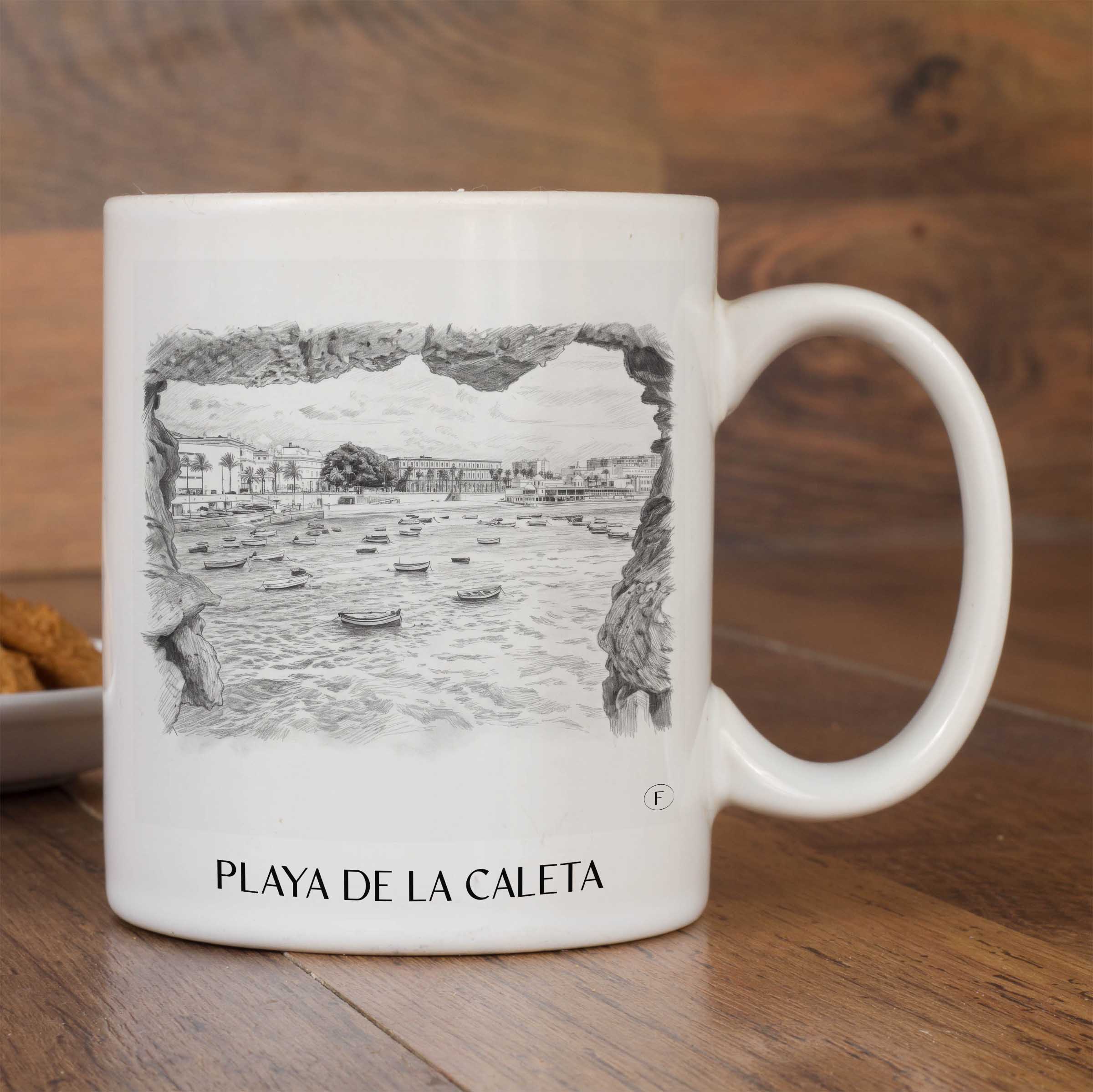 playa-de-la-caleta-cádiz-spanien-kaffeebecher-bleistift-zeichnung-drawing
