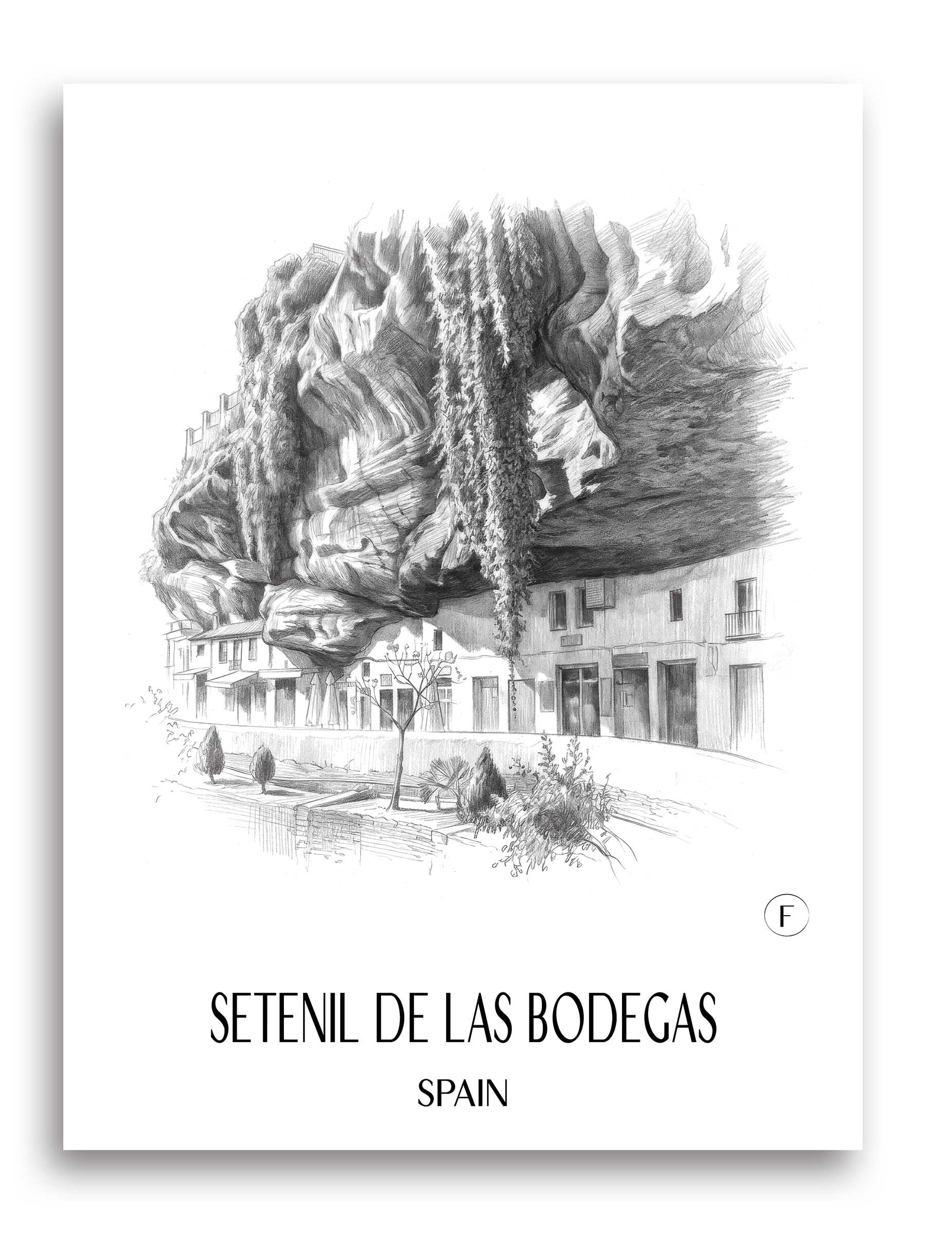 Setenil de las Bodegas Poster - Spanien - Spanien Kunstdruck - Zeichnung von A4 bis A1