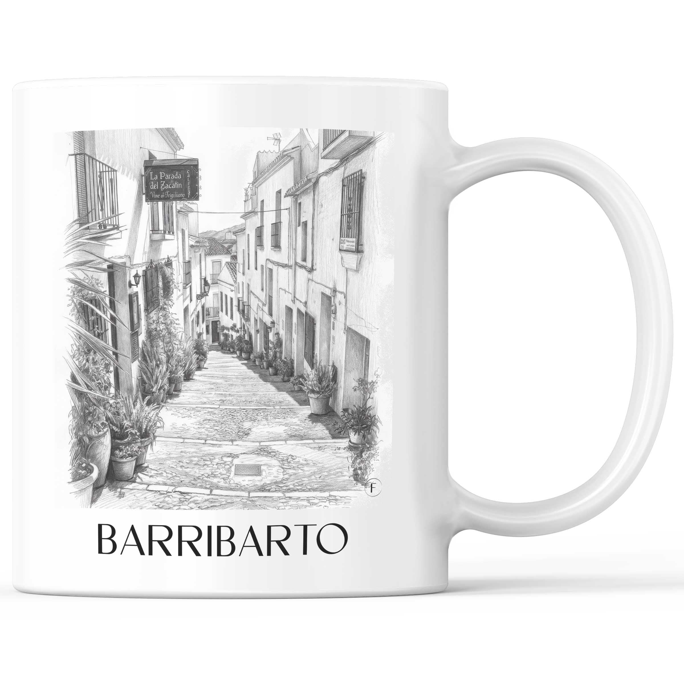 Barribarto Kaffeebecher - Frigiliana - Spanien Becher - Kaffeetasse im Zeichnung Stil
