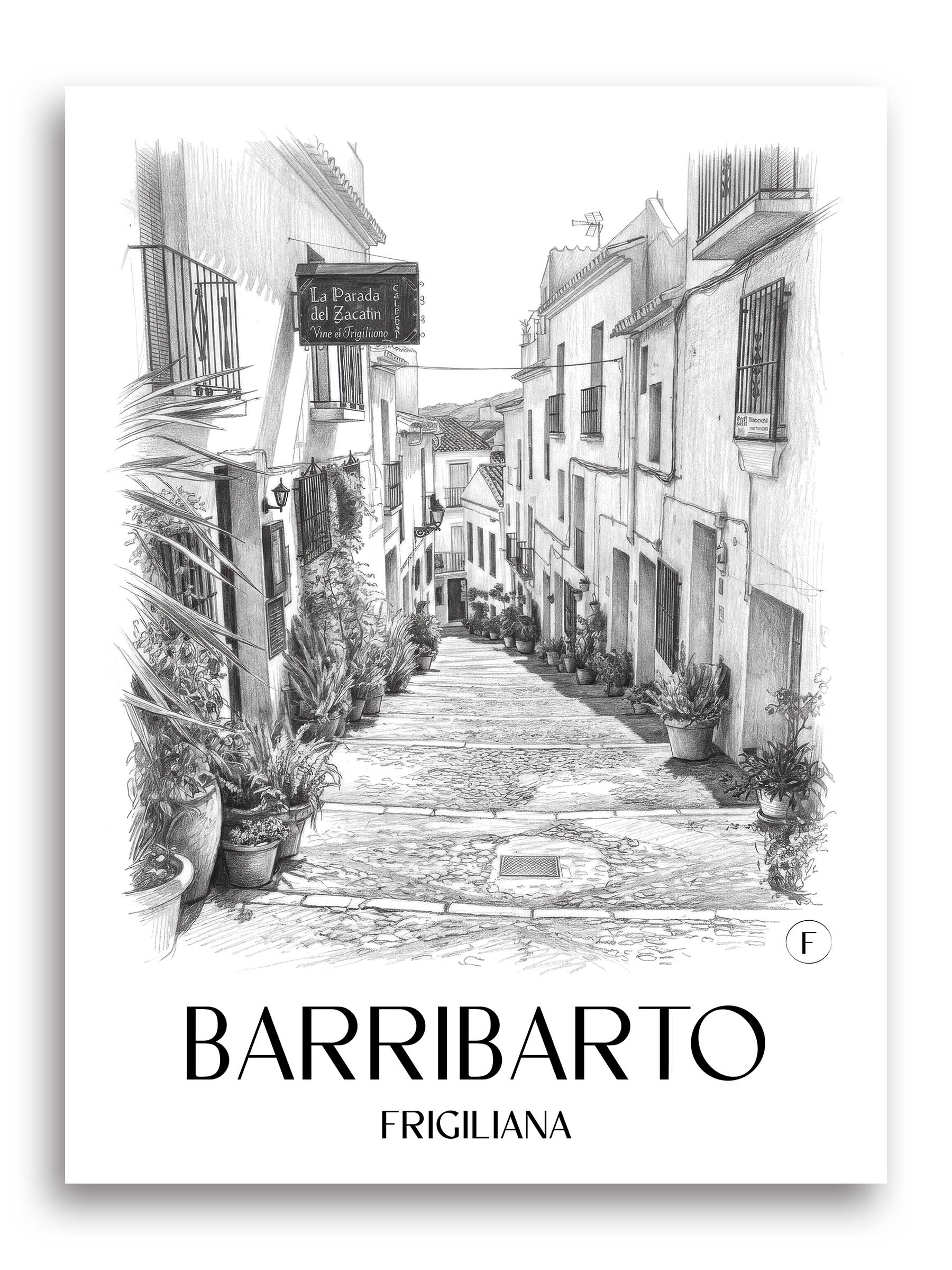Barribarto Poster - Frigiliana - Spanien Kunstdruck - Zeichnung von A4 bis A1