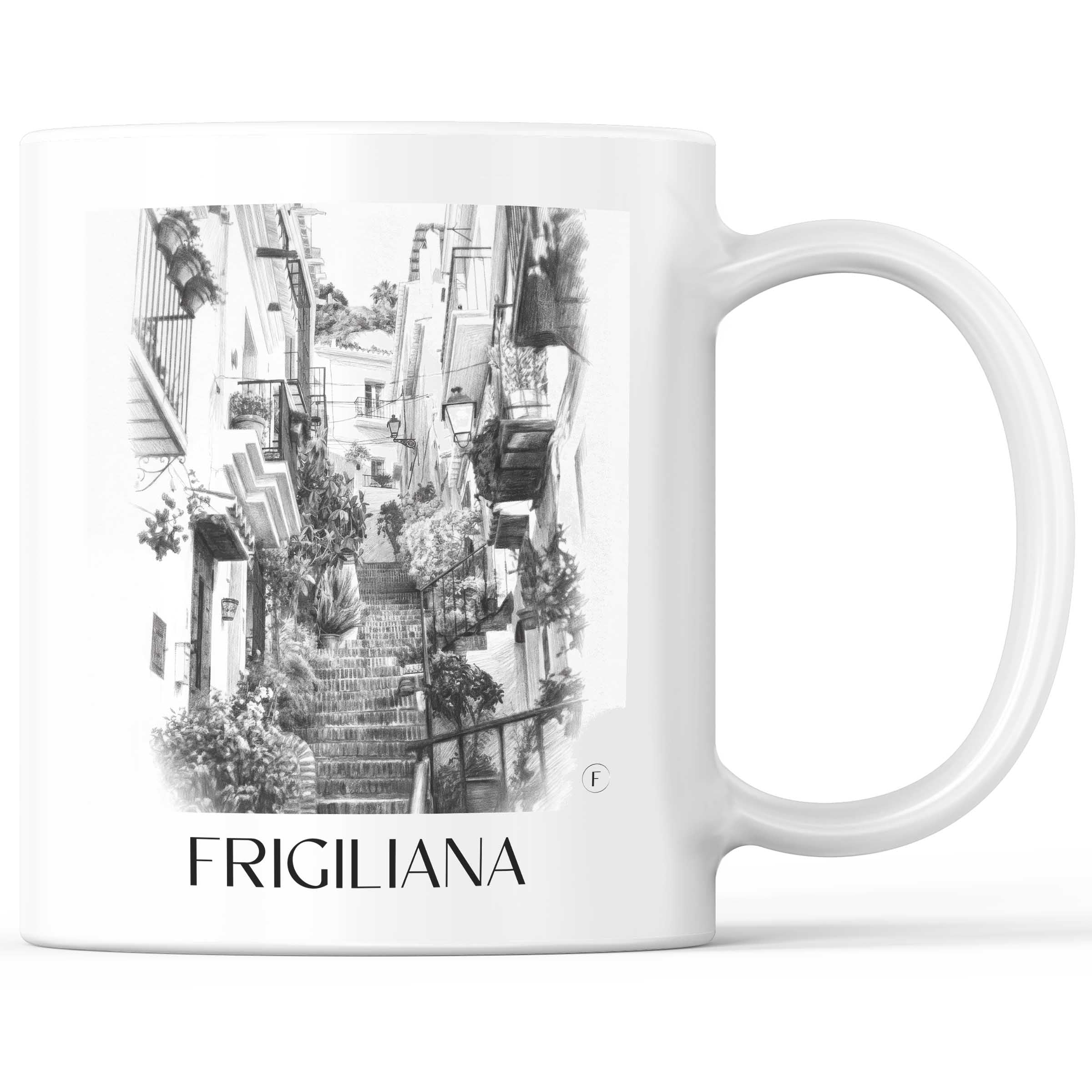 Frigiliana Kaffeebecher - Spanien - Spanien Becher - Kaffeetasse im Zeichnung Stil