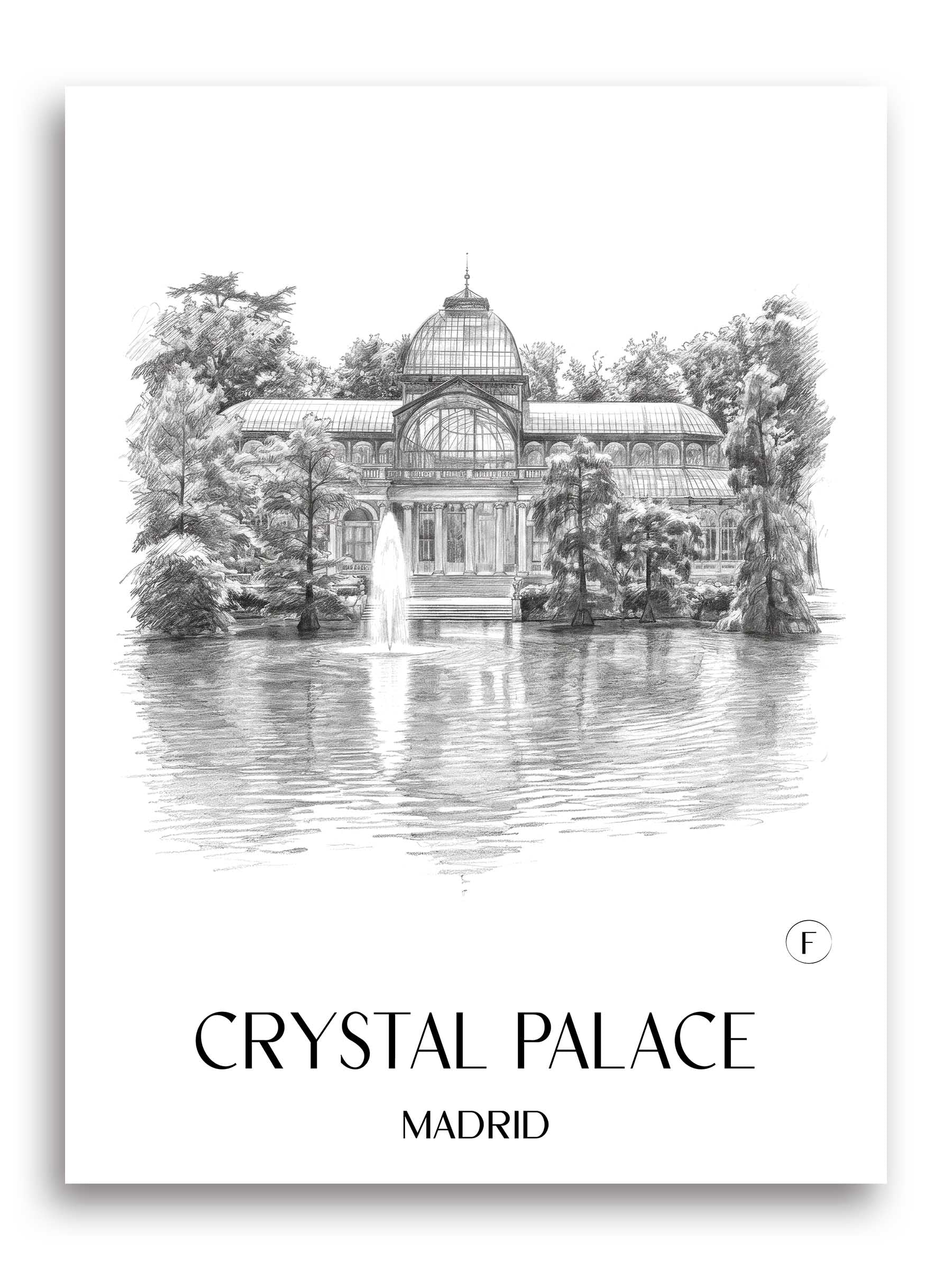 Palacio de Cristal Poster - Madrid - Spanien Kunstdruck - Zeichnung von A4 bis A1