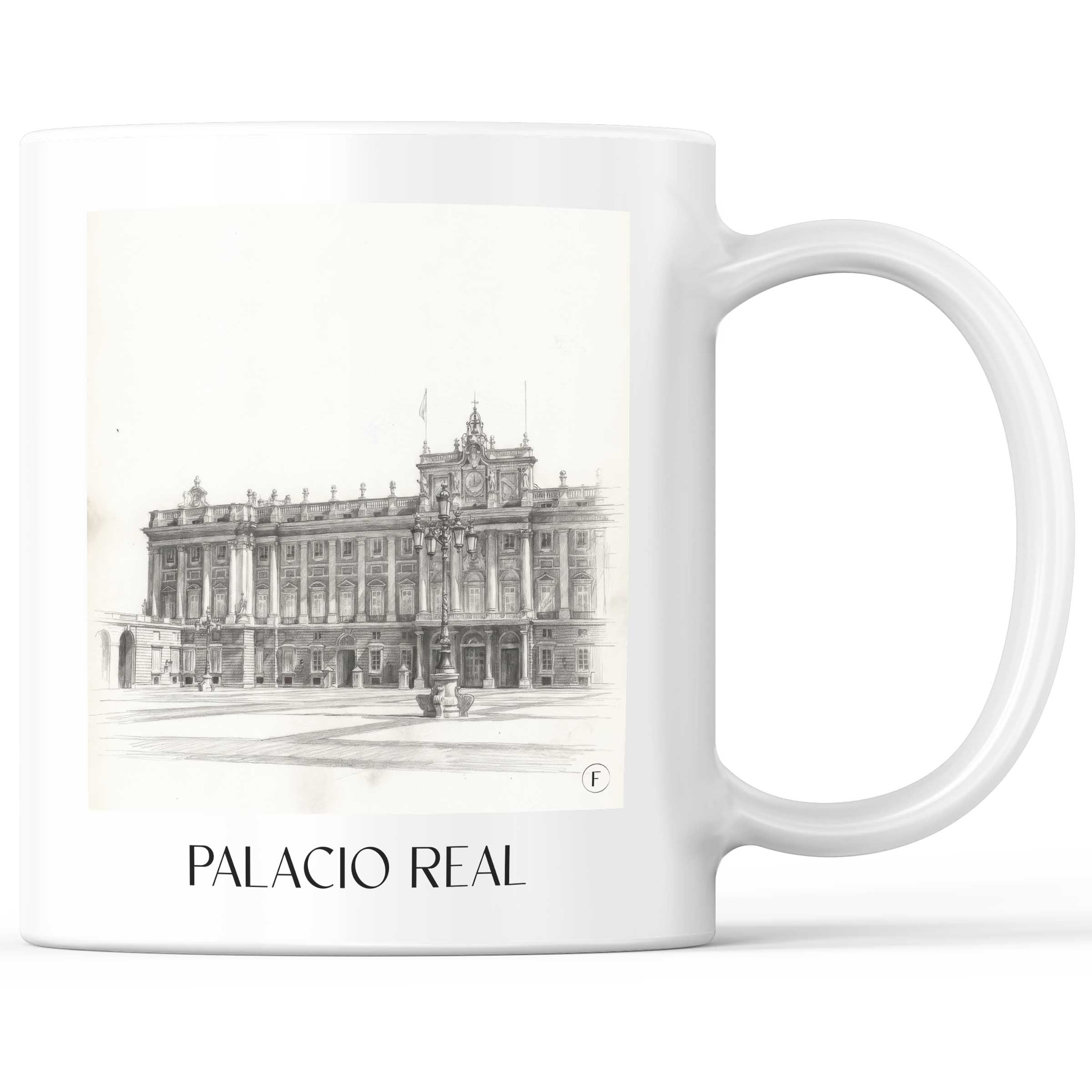 Palacio Real Kaffeebecher - Madrid - Spanien Becher - Kaffeetasse im Zeichnung Stil