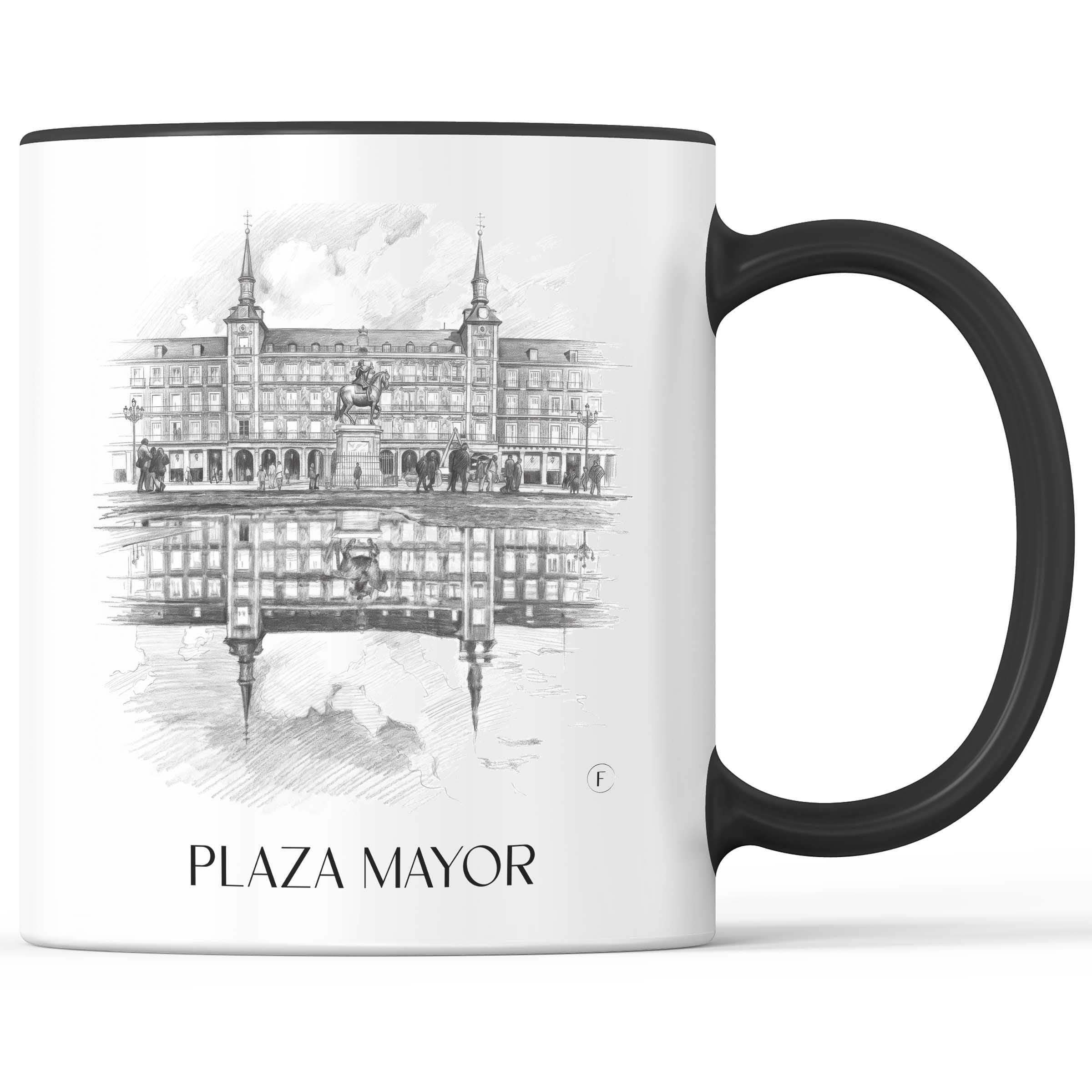 Plaza Mayor Kaffeebecher - Madrid - Spanien Becher - Kaffeetasse im Zeichnung Stil