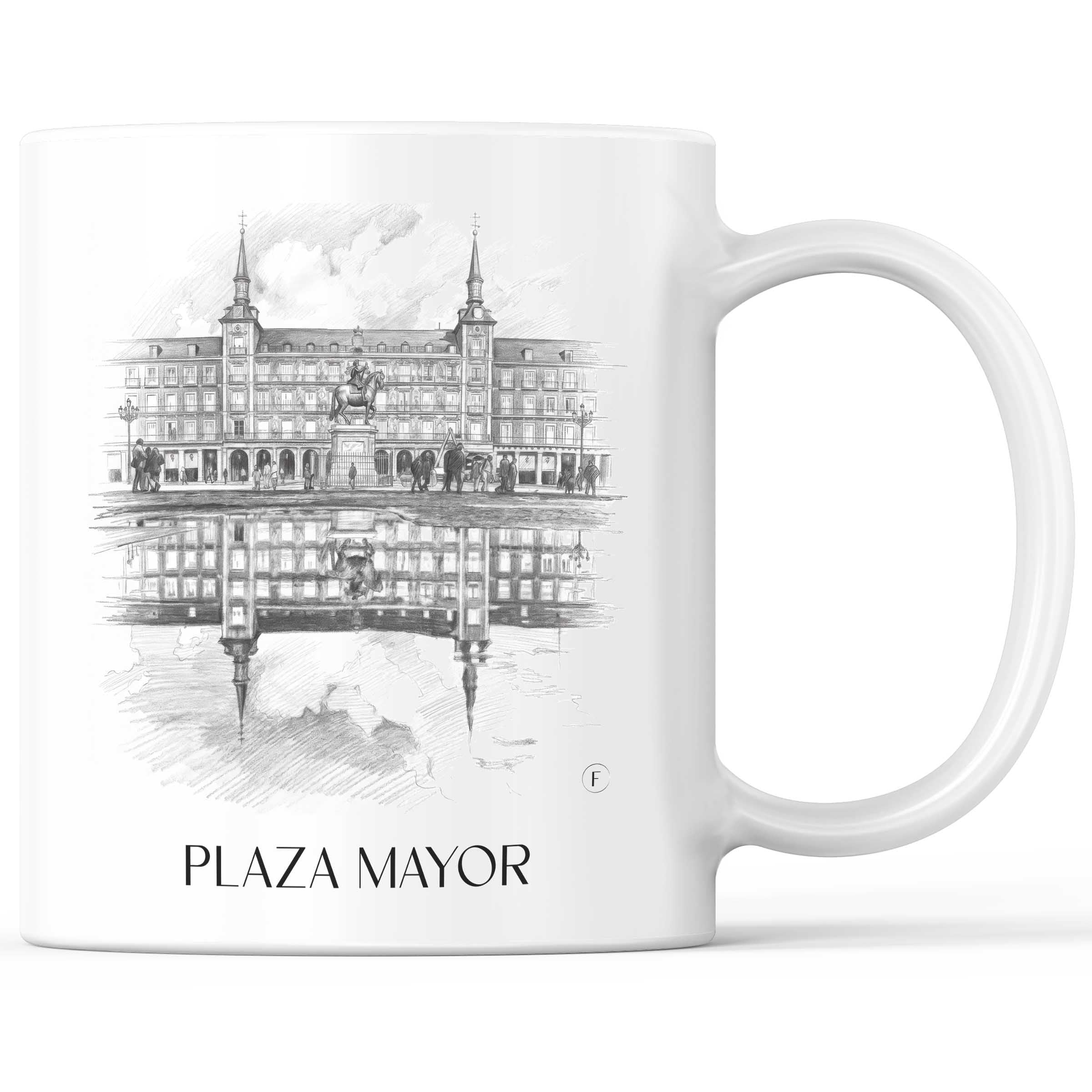 Plaza Mayor Kaffeebecher - Madrid - Spanien Becher - Kaffeetasse im Zeichnung Stil