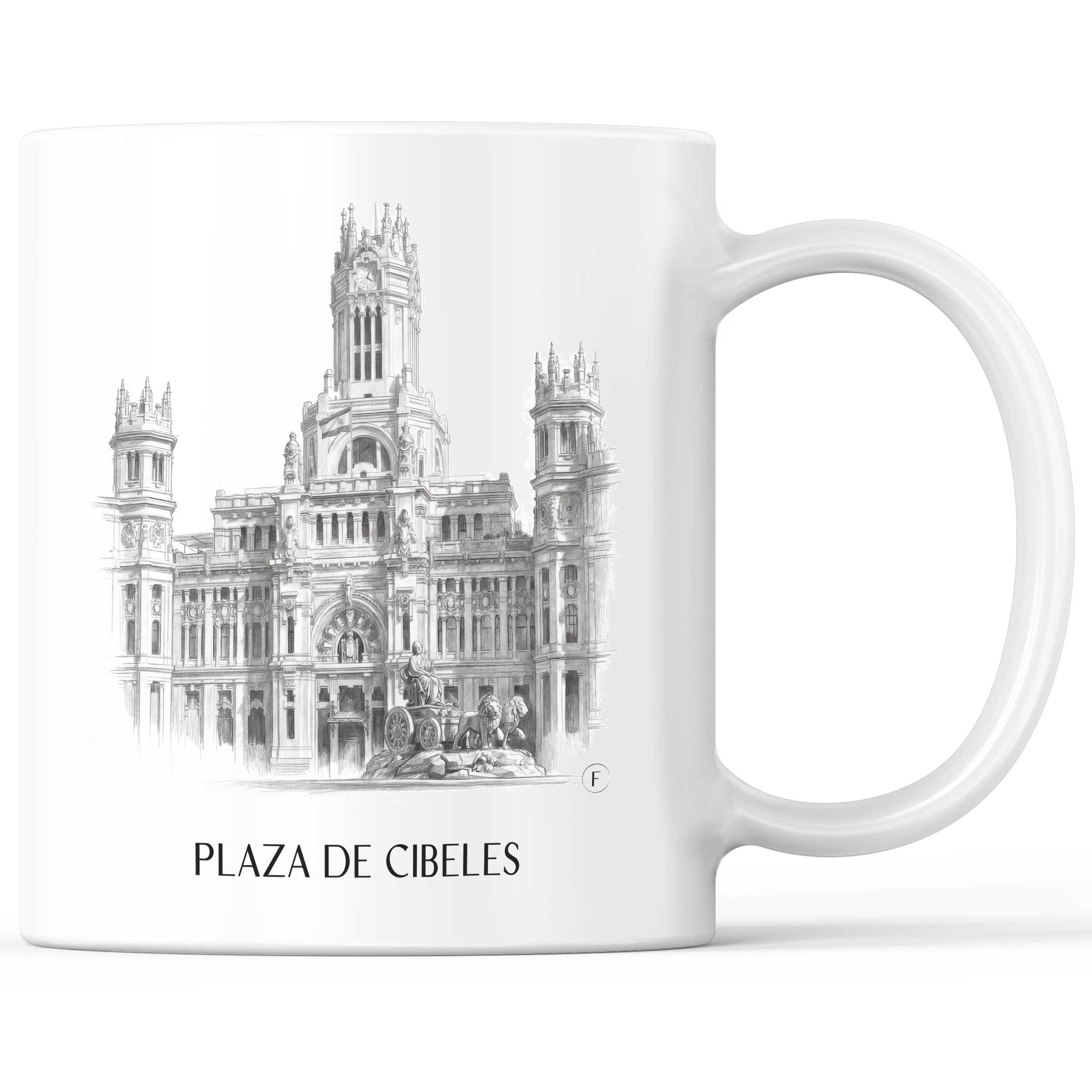 Plaza de Cibeles Kaffeebecher - Madrid - Spanien Becher - Kaffeetasse im Zeichnung Stil