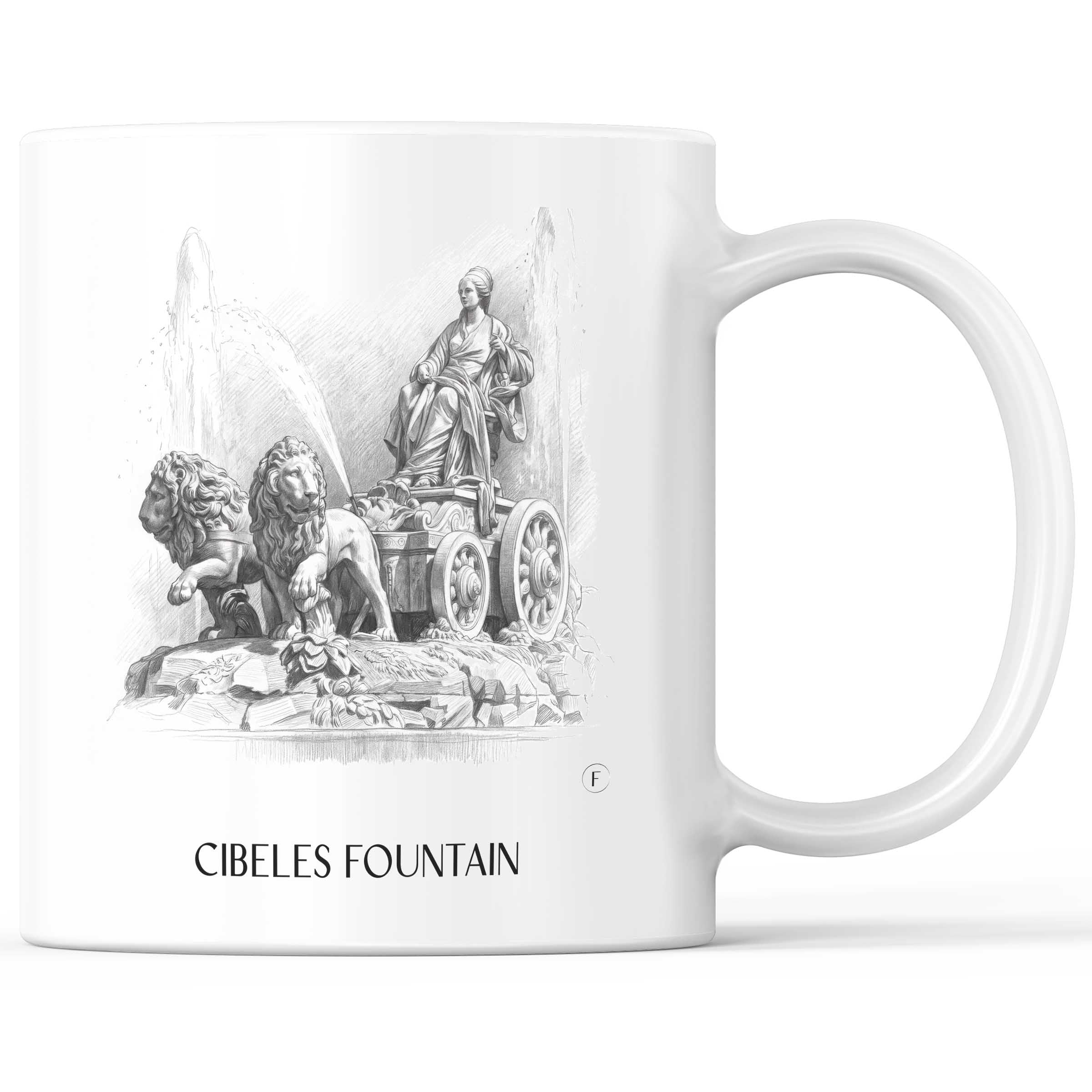 Fuente de Cibeles Kaffeebecher - Madrid - Spanien Becher - Kaffeetasse im Zeichnung Stil
