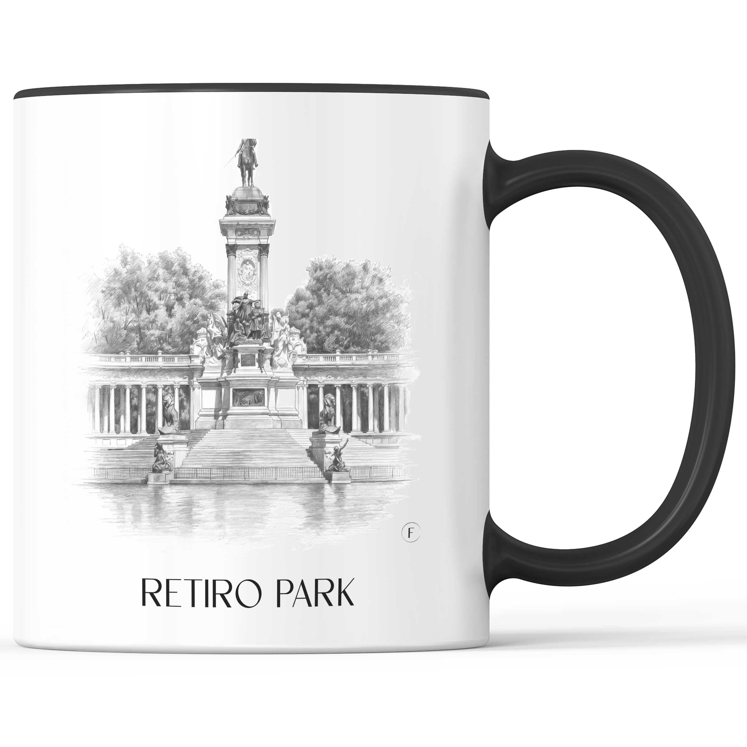 Retiro Park Kaffeebecher - Madrid - Spanien Becher - Kaffeetasse im Zeichnung Stil