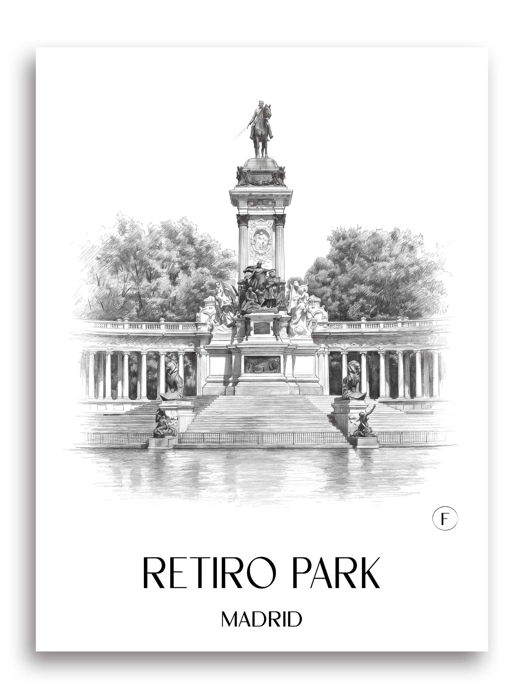 Retiro Park Poster - Madrid - Spanien Kunstdruck - Zeichnung von A4 bis A1