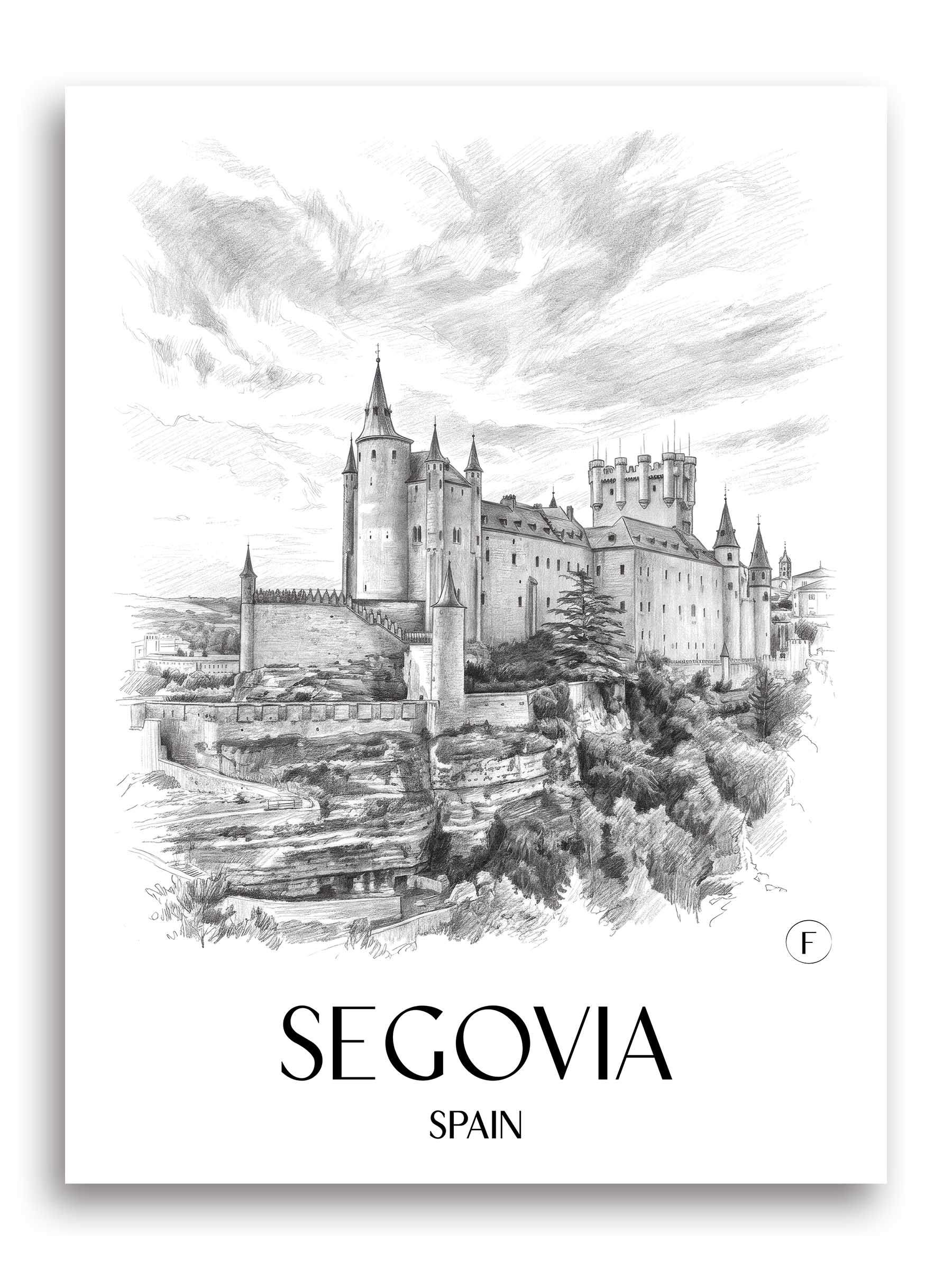 Segovia Poster - Spanien - Spanien Kunstdruck - Zeichnung von A4 bis A1