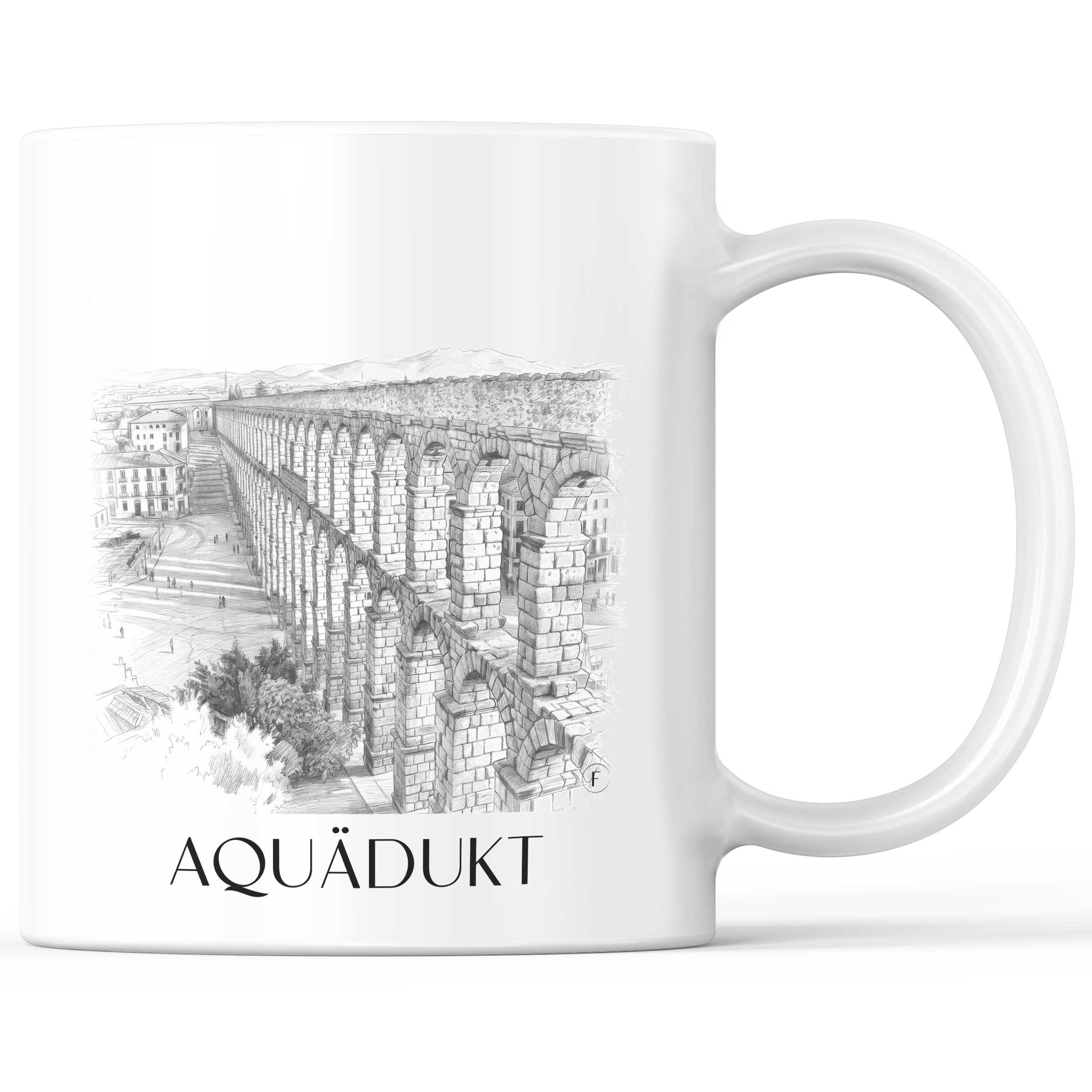 Aquädukt Kaffeebecher - Segovia - Spanien Becher - Kaffeetasse im Zeichnung Stil