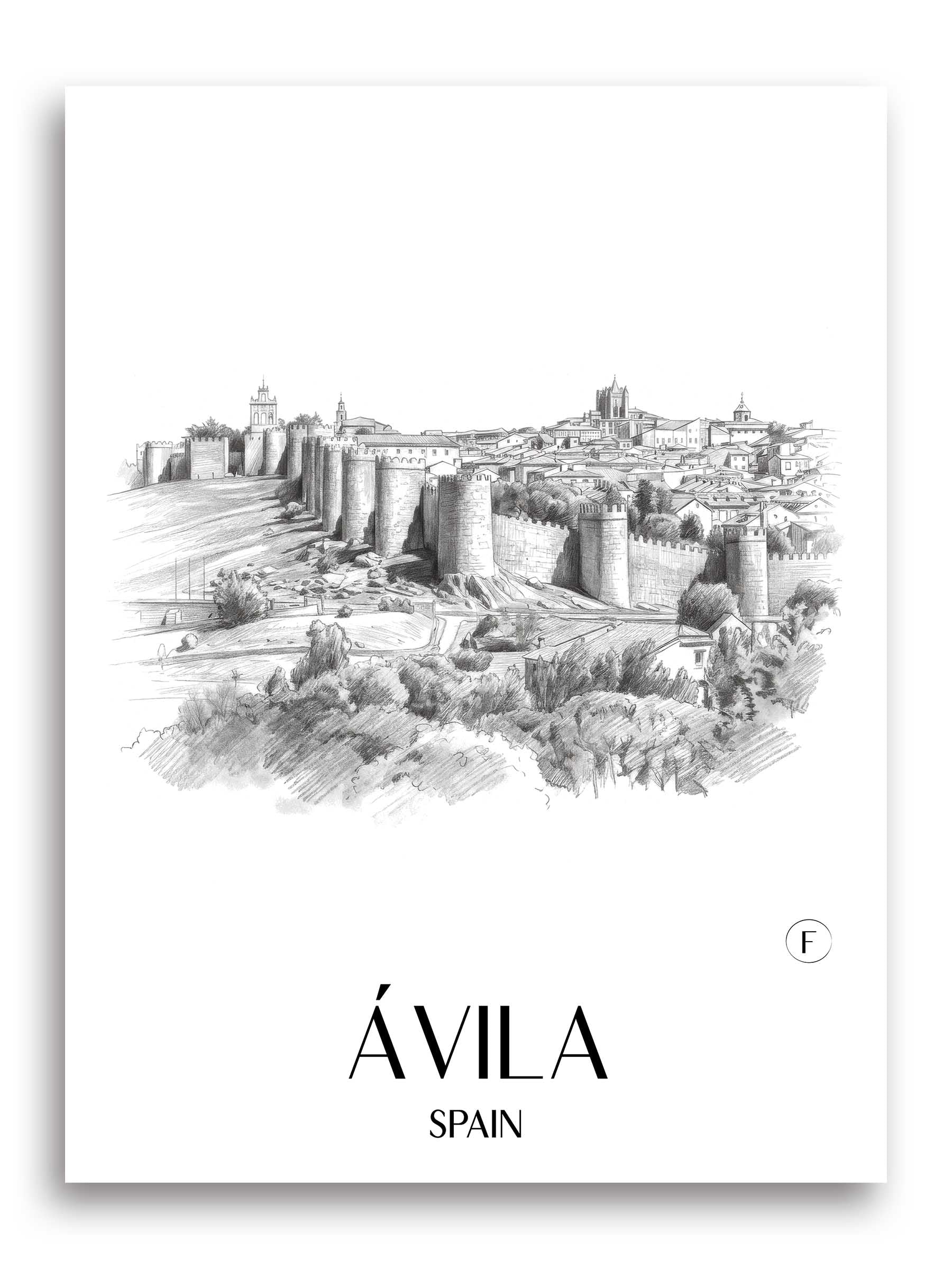 Ávila Poster - Spanien - Spanien Kunstdruck - Zeichnung von A4 bis A1