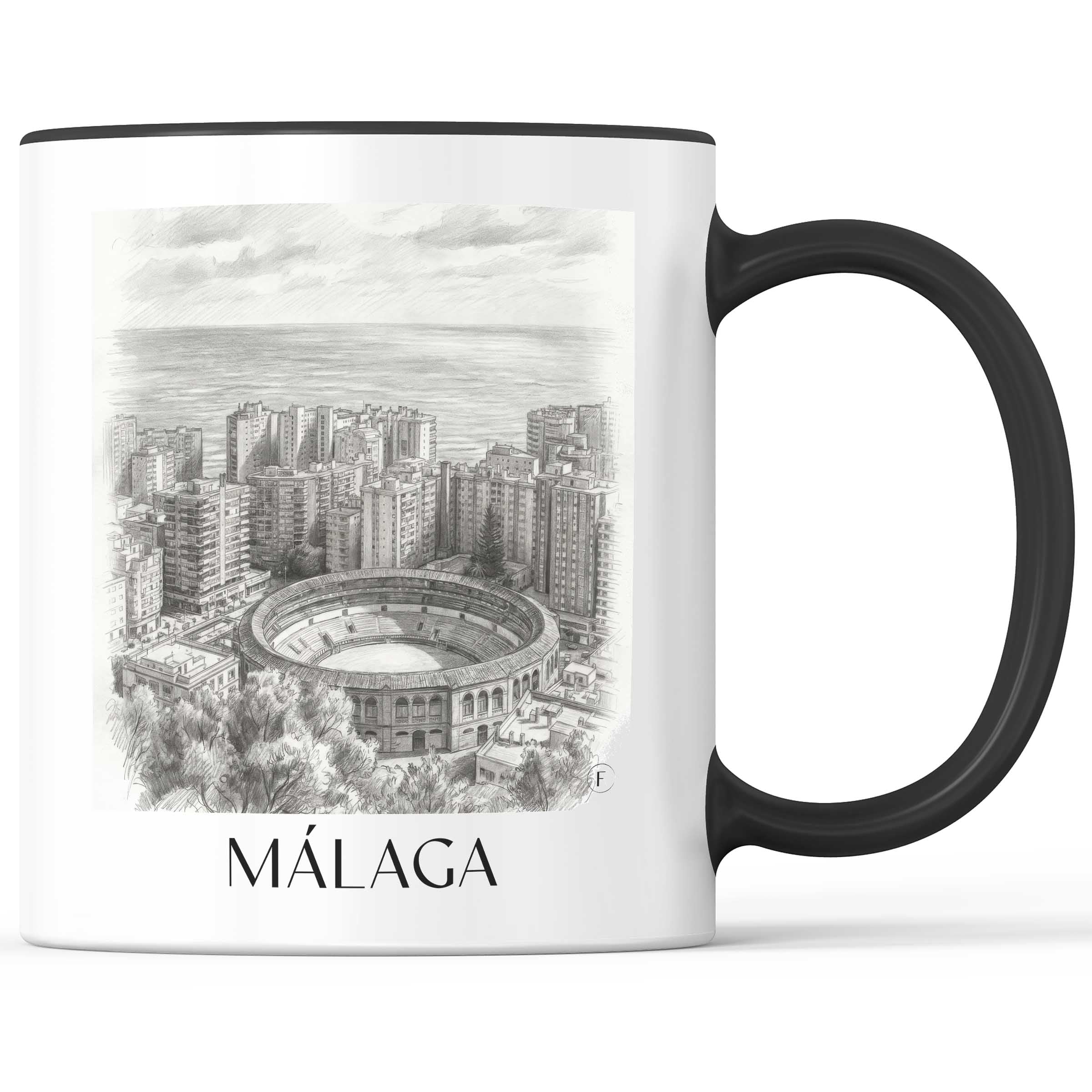 Málaga Kaffeebecher - Spanien - Spanien Becher - Kaffeetasse im Zeichnung Stil