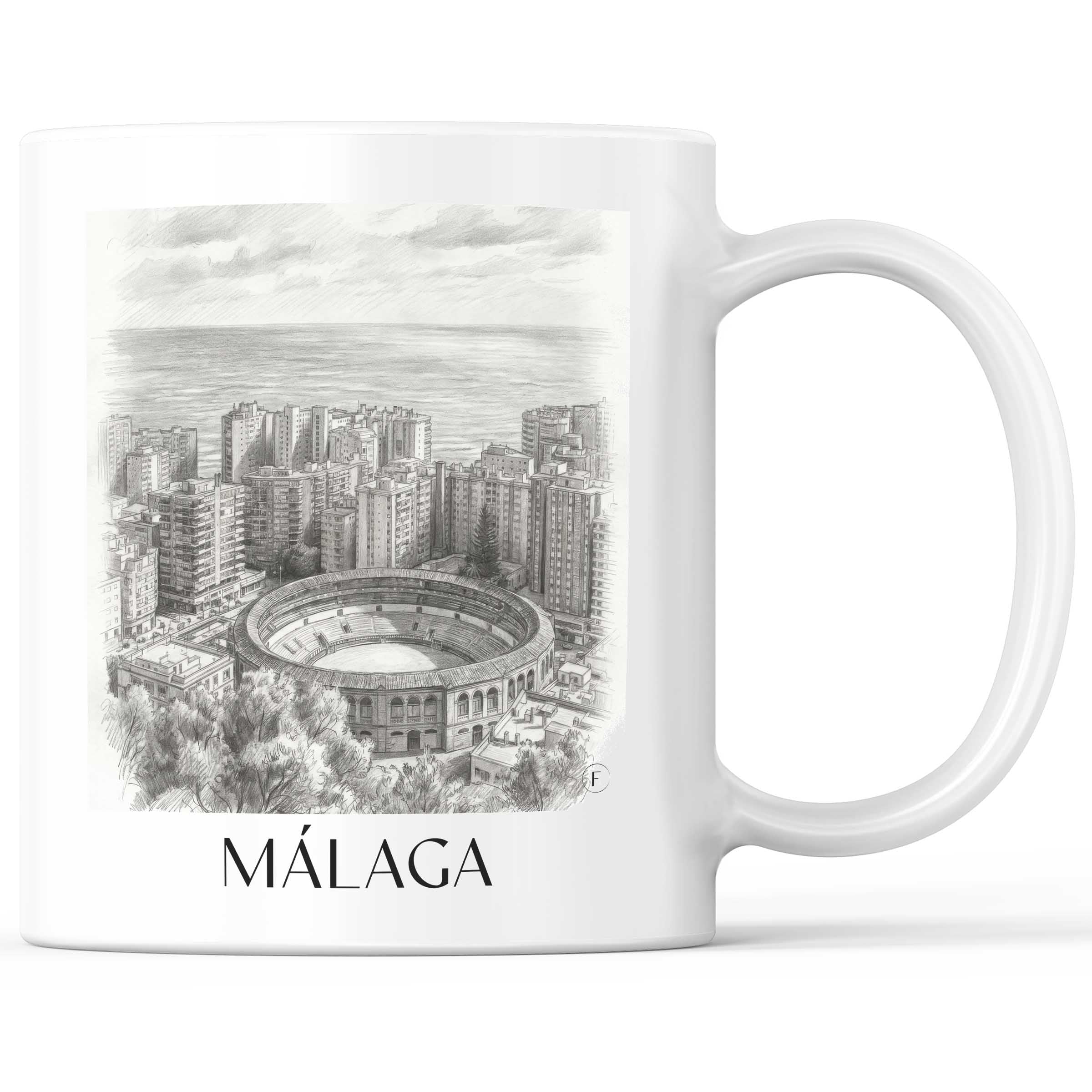 Málaga Kaffeebecher - Spanien - Spanien Becher - Kaffeetasse im Zeichnung Stil