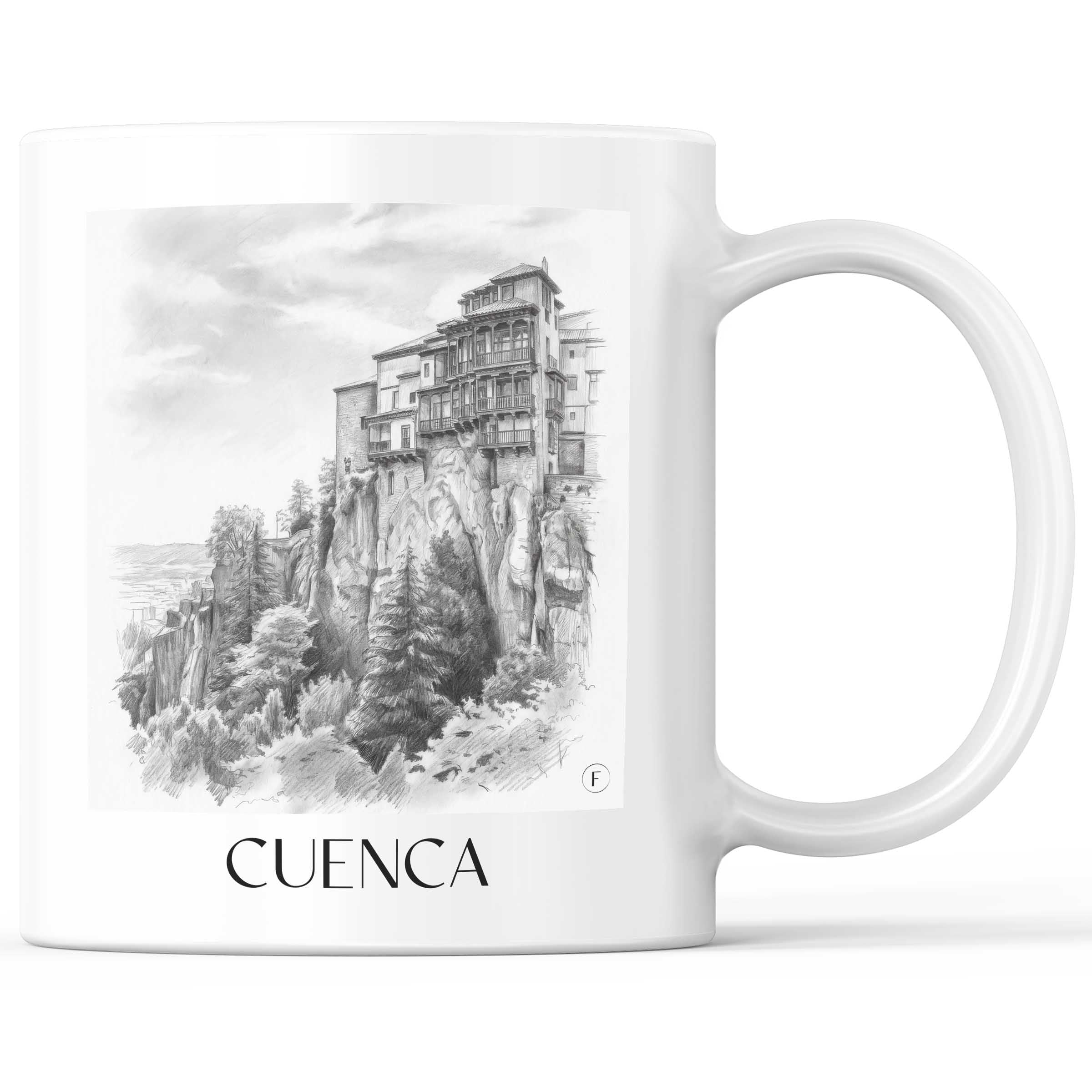 Cuenca Kaffeebecher - Spanien - Spanien Becher - Kaffeetasse im Zeichnung Stil