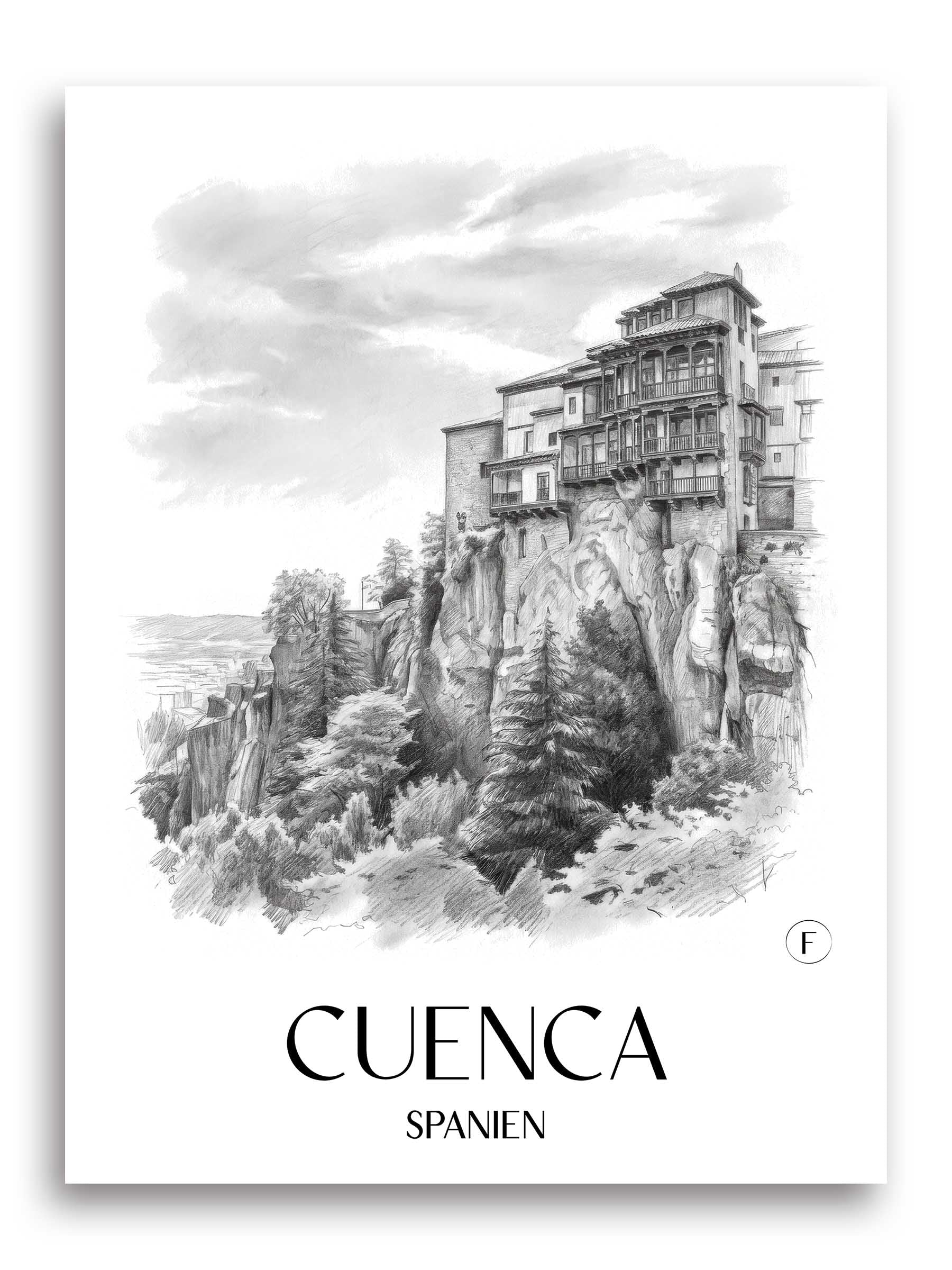 cuenca-spanien-spanien-poster-bleistift-zeichnung-drawing