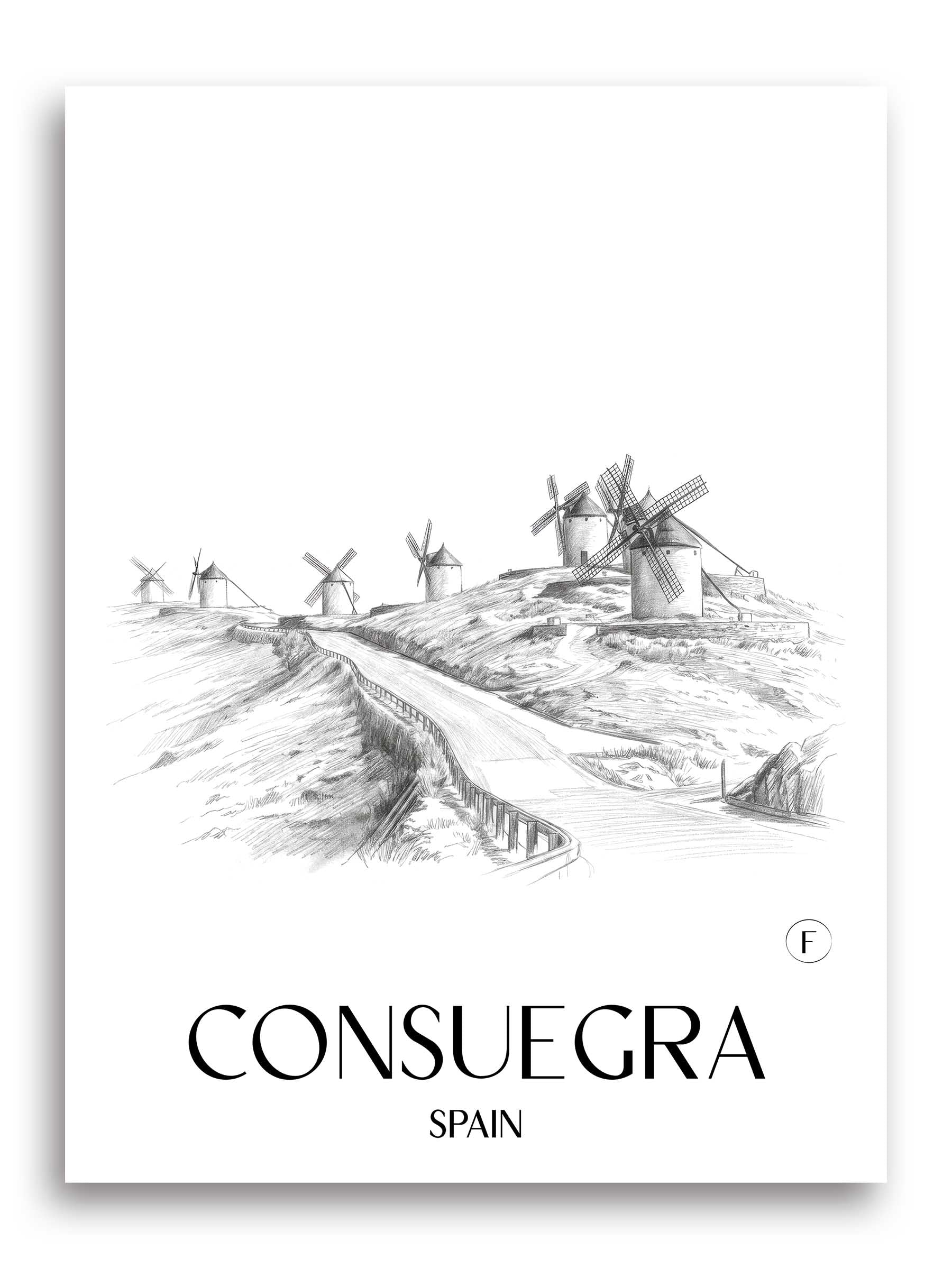 Consuegra Poster - Spanien - Spanien Kunstdruck - Zeichnung von A4 bis A1