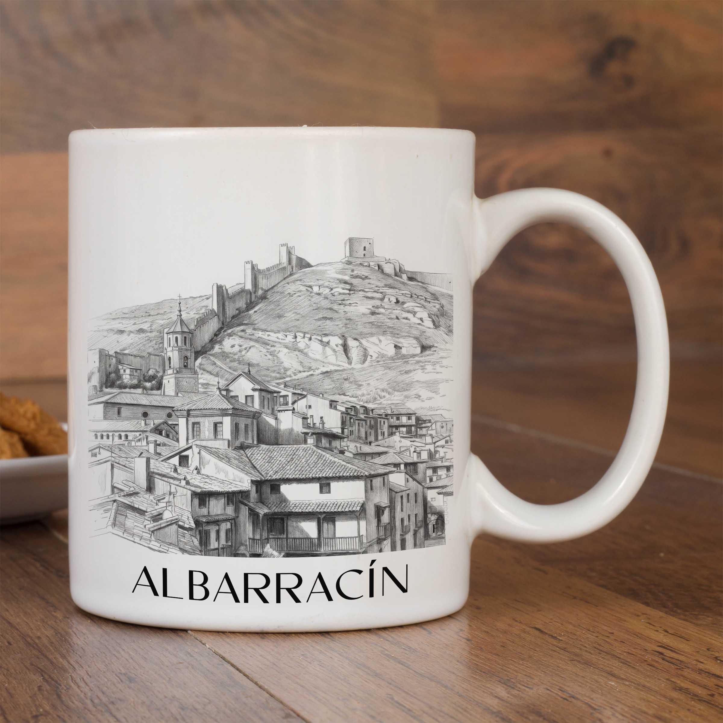 albarracín-spanien-spanien-kaffeebecher-bleistift-zeichnung-drawing