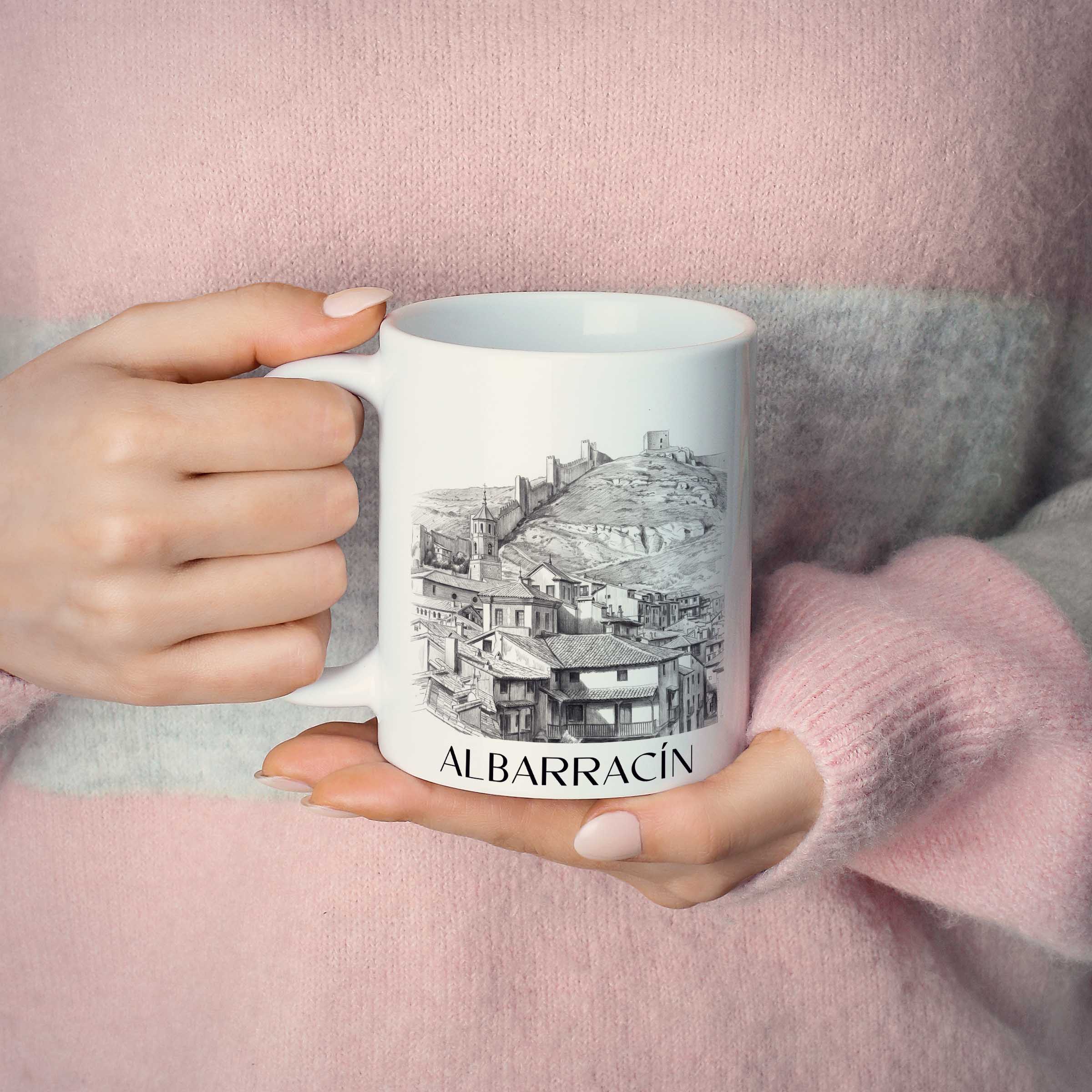albarracín-spanien-spanien-kaffeebecher-bleistift-zeichnung-drawing