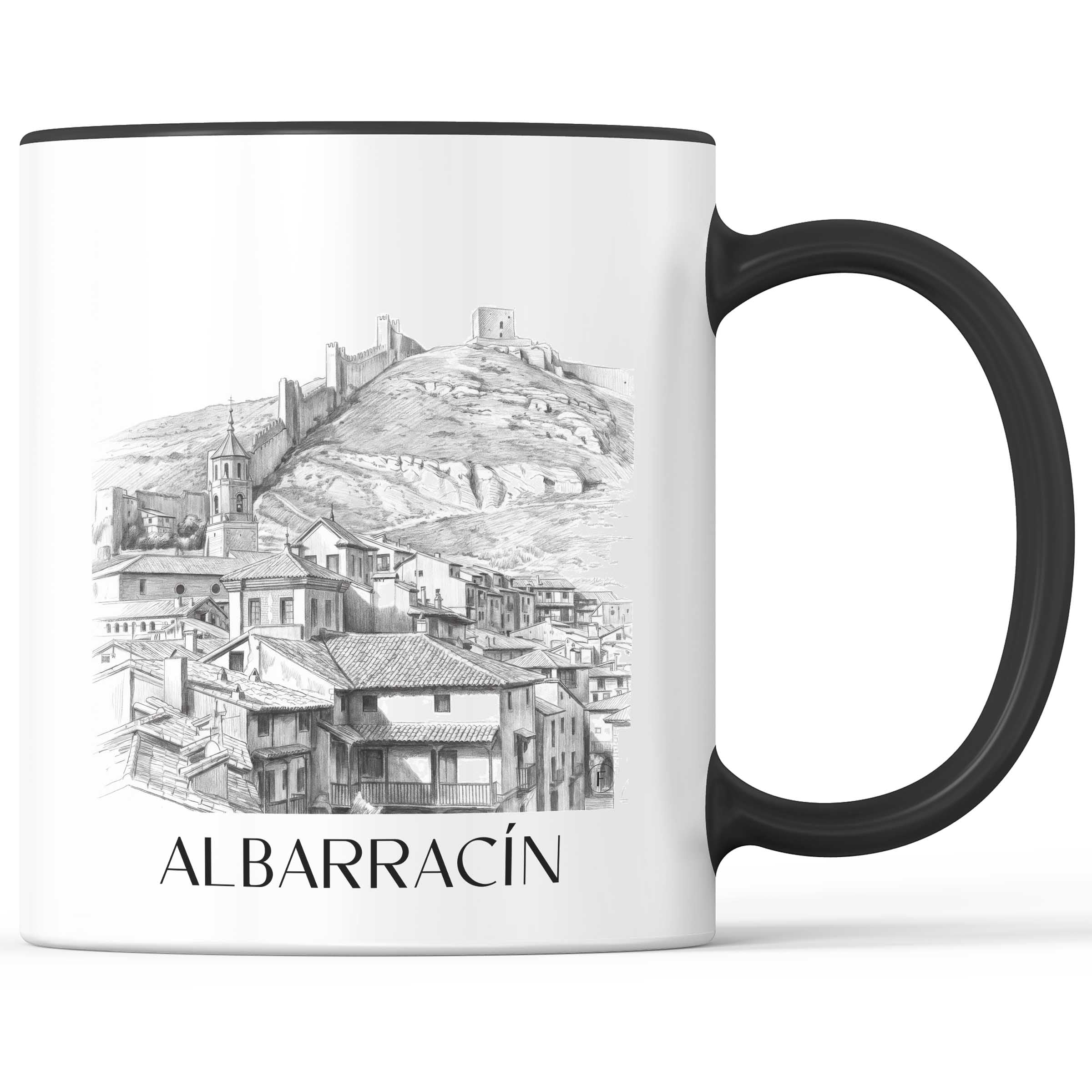 Albarracín Kaffeebecher - Spanien - Spanien Becher - Kaffeetasse im Zeichnung Stil