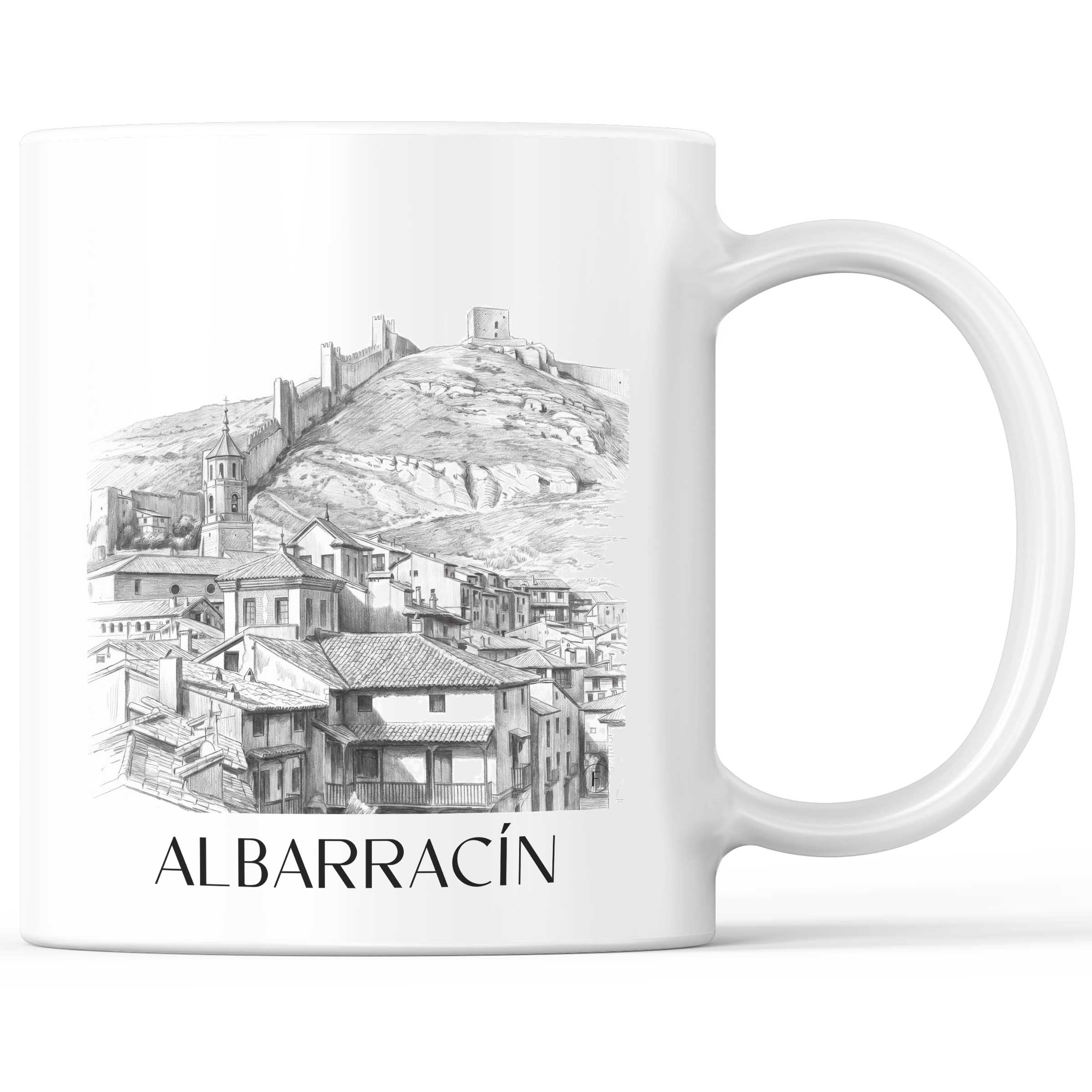 Albarracín Kaffeebecher - Spanien - Spanien Becher - Kaffeetasse im Zeichnung Stil