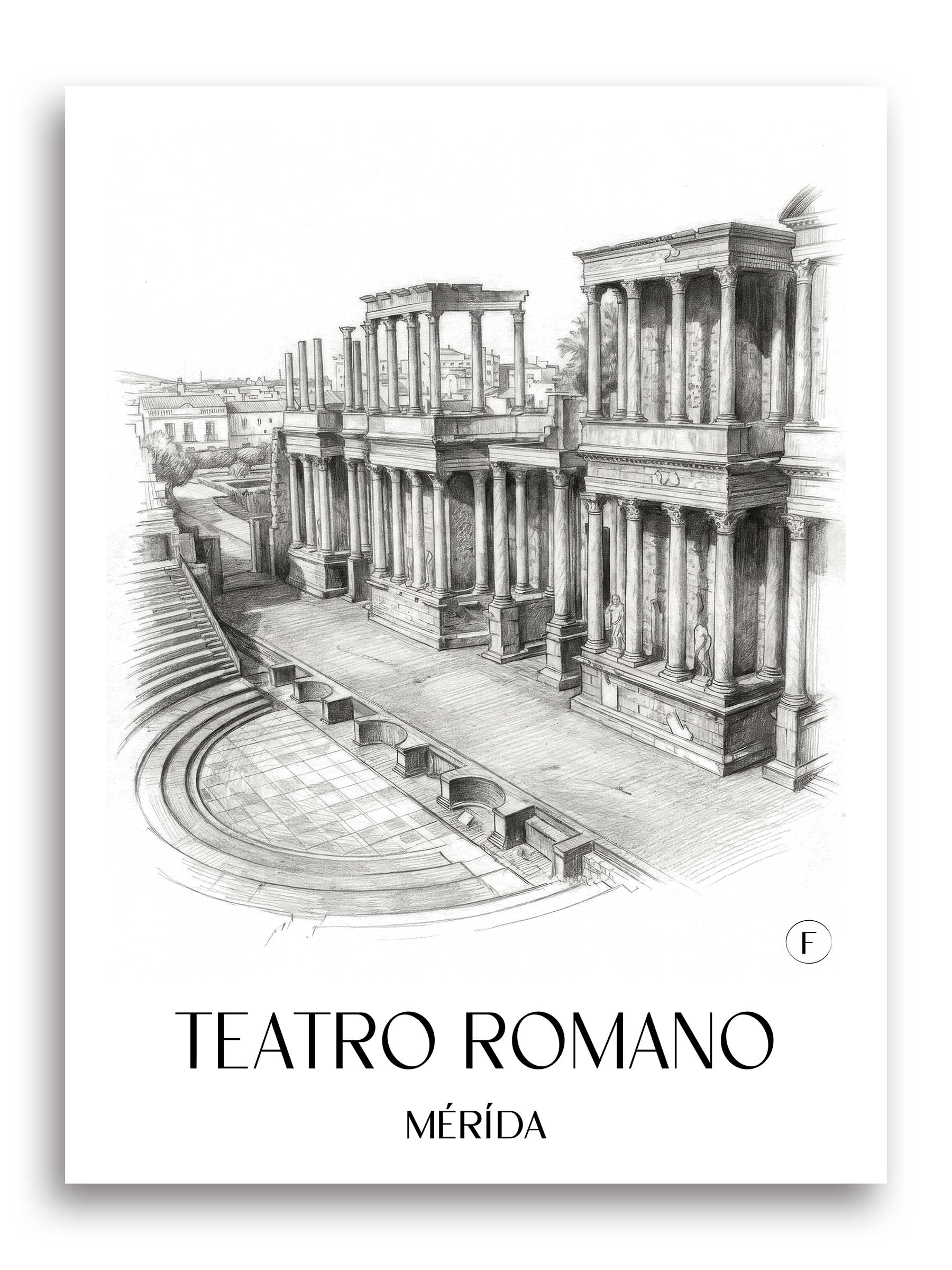 teatro-romano-mérída-spanien-poster-bleistift-zeichnung-drawing