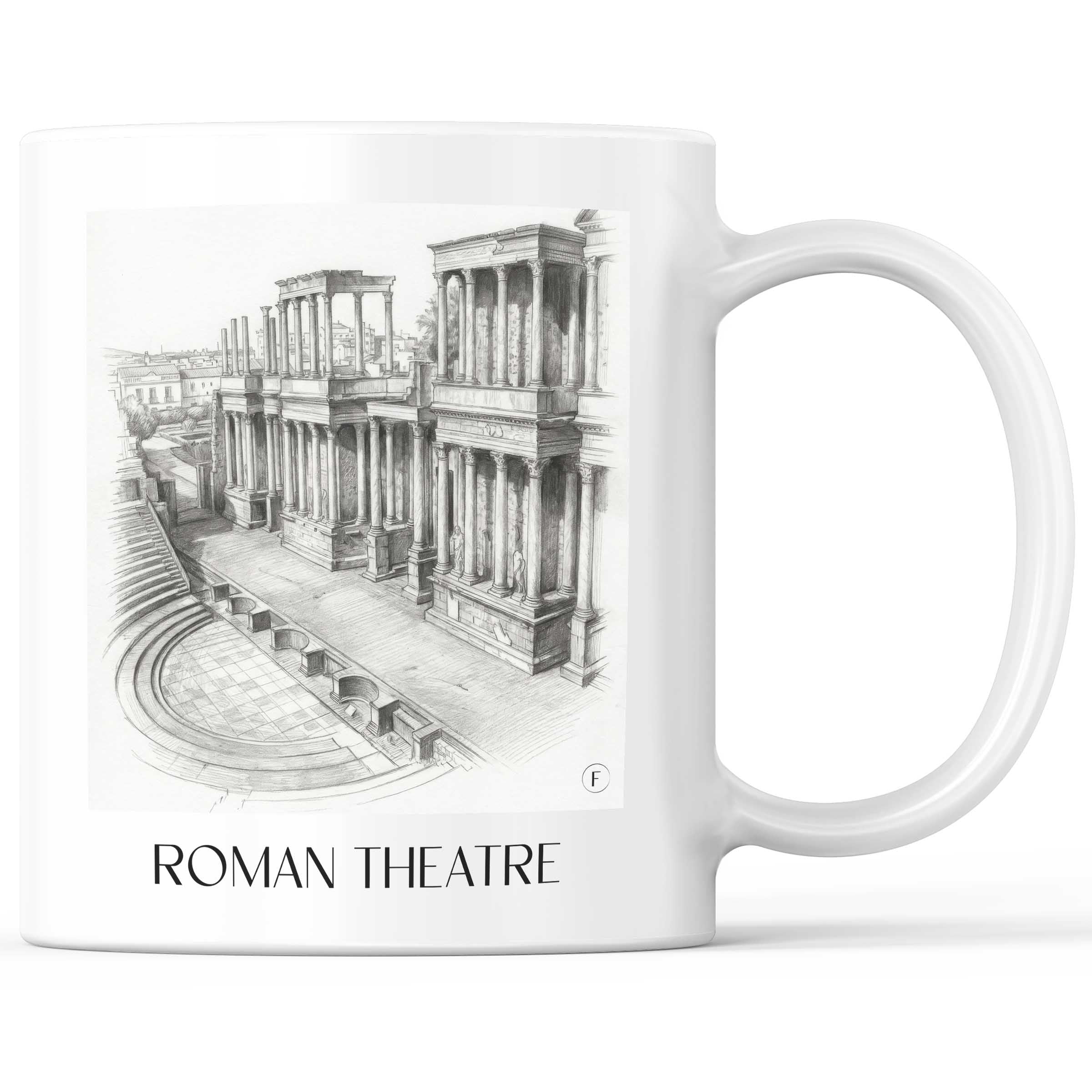 Teatro Romano Kaffeebecher - Mérída - Spanien Becher - Kaffeetasse im Zeichnung Stil