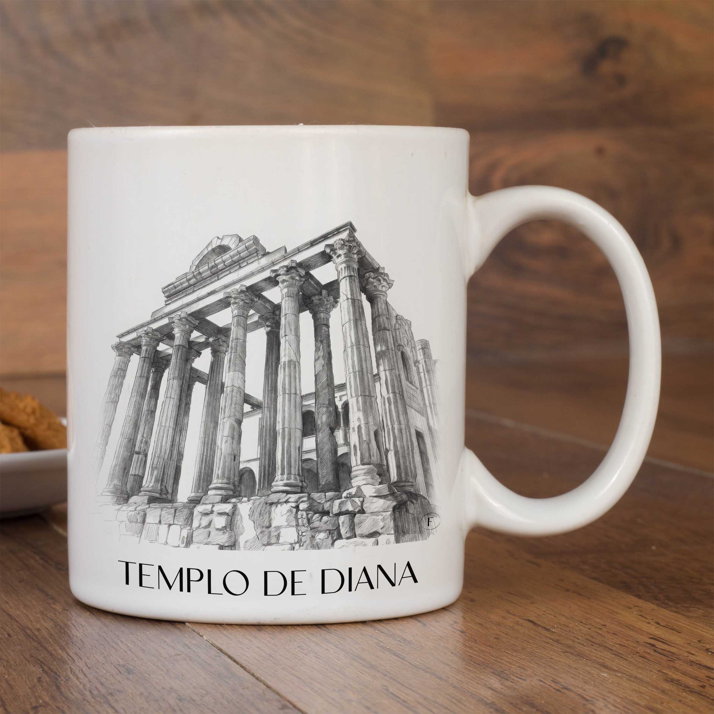 templo-de-diana-mérída-spanien-kaffeebecher-bleistift-zeichnung-drawing