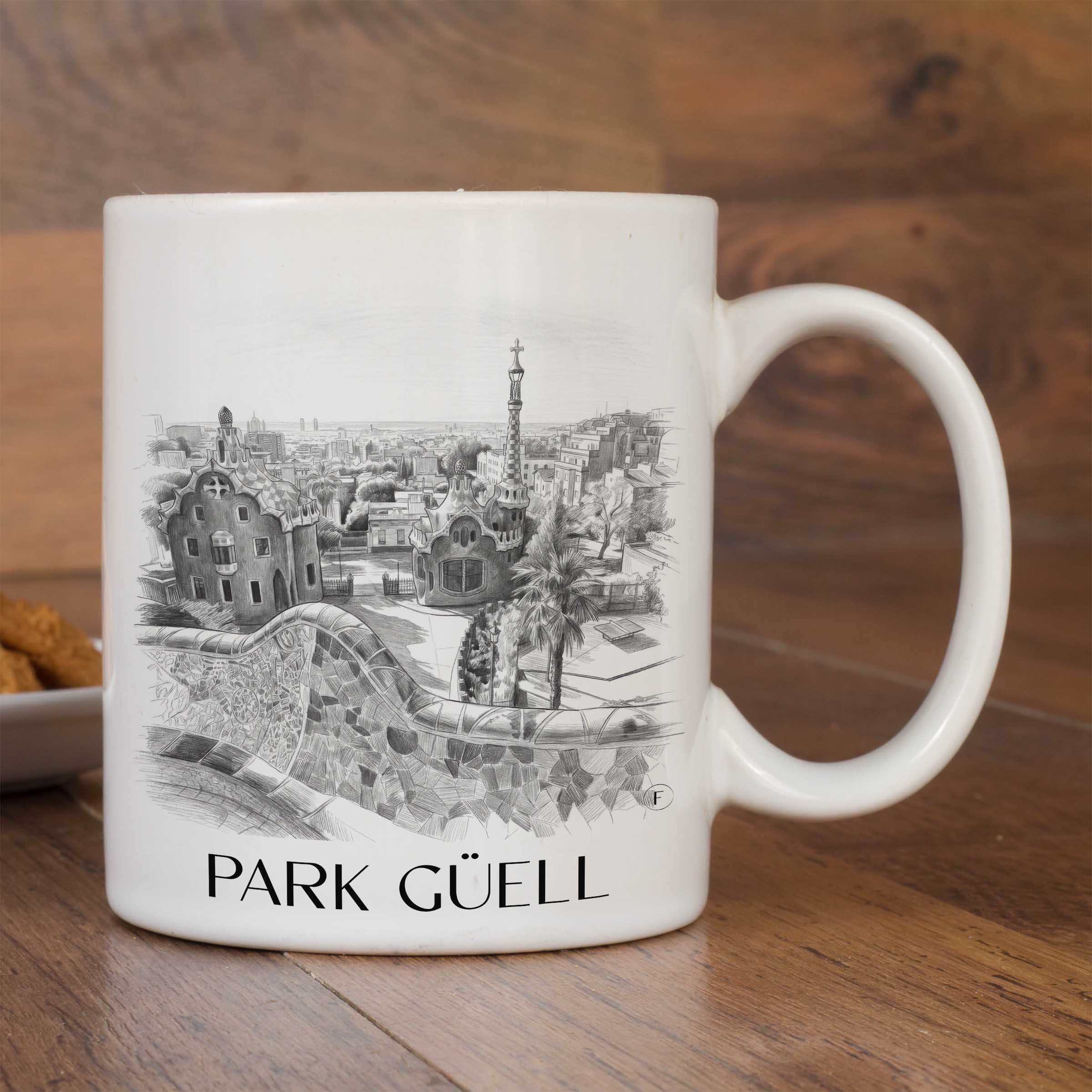 park-güell-barcelona-spanien-kaffeebecher-bleistift-zeichnung-drawing