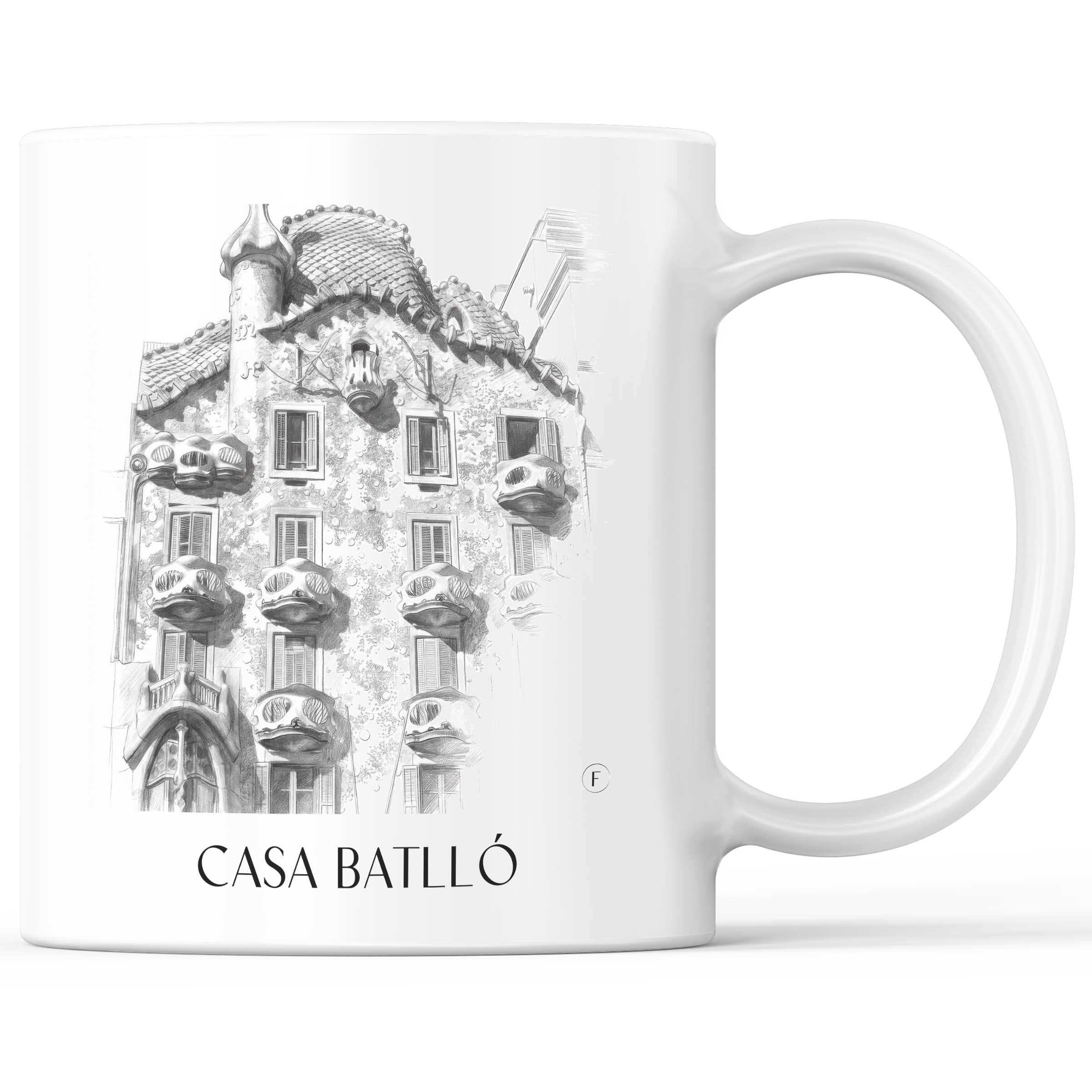 Casa Batlló Kaffeebecher - Barcelona - Spanien Becher - Kaffeetasse im Zeichnung Stil