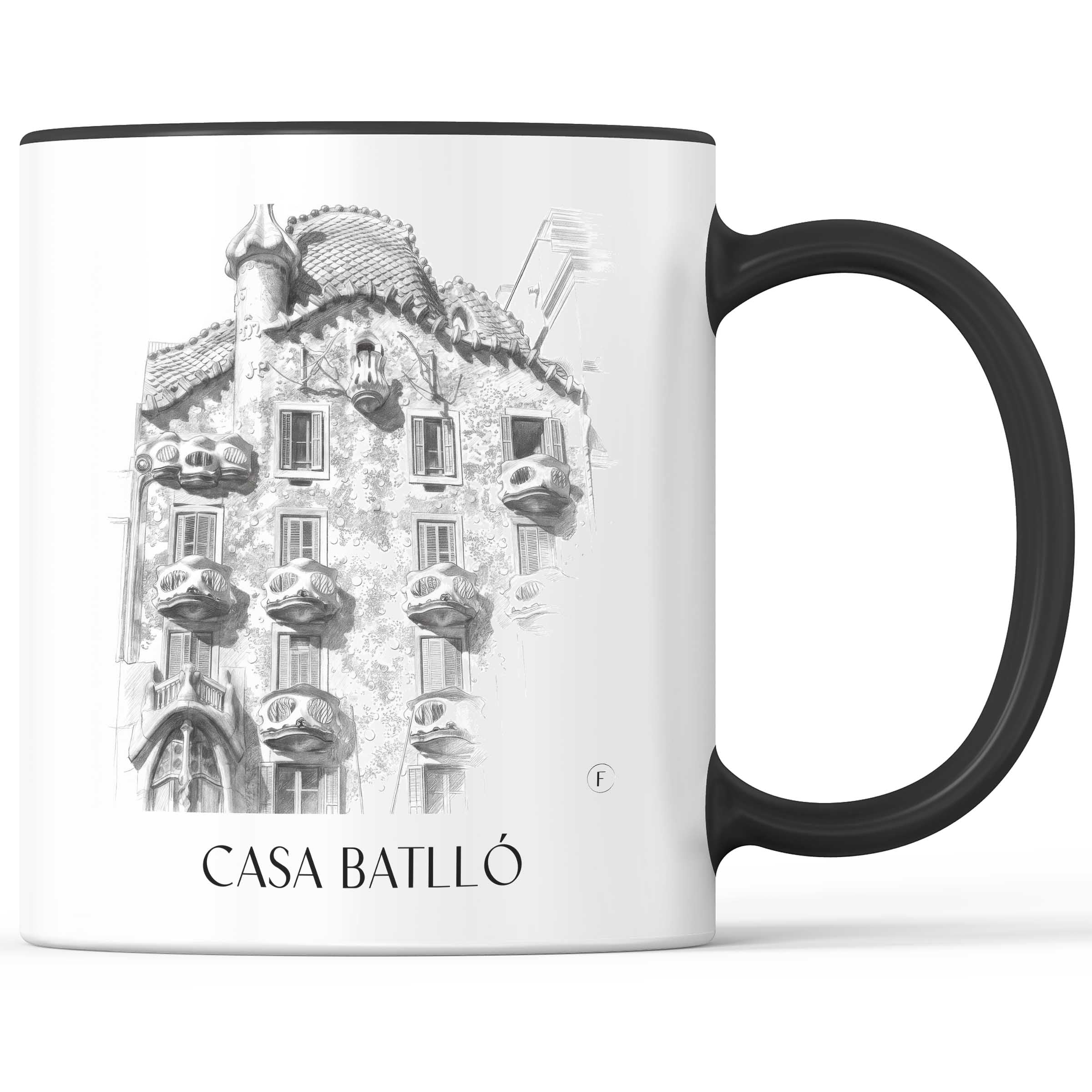 Casa Batlló Kaffeebecher - Barcelona - Spanien Becher - Kaffeetasse im Zeichnung Stil