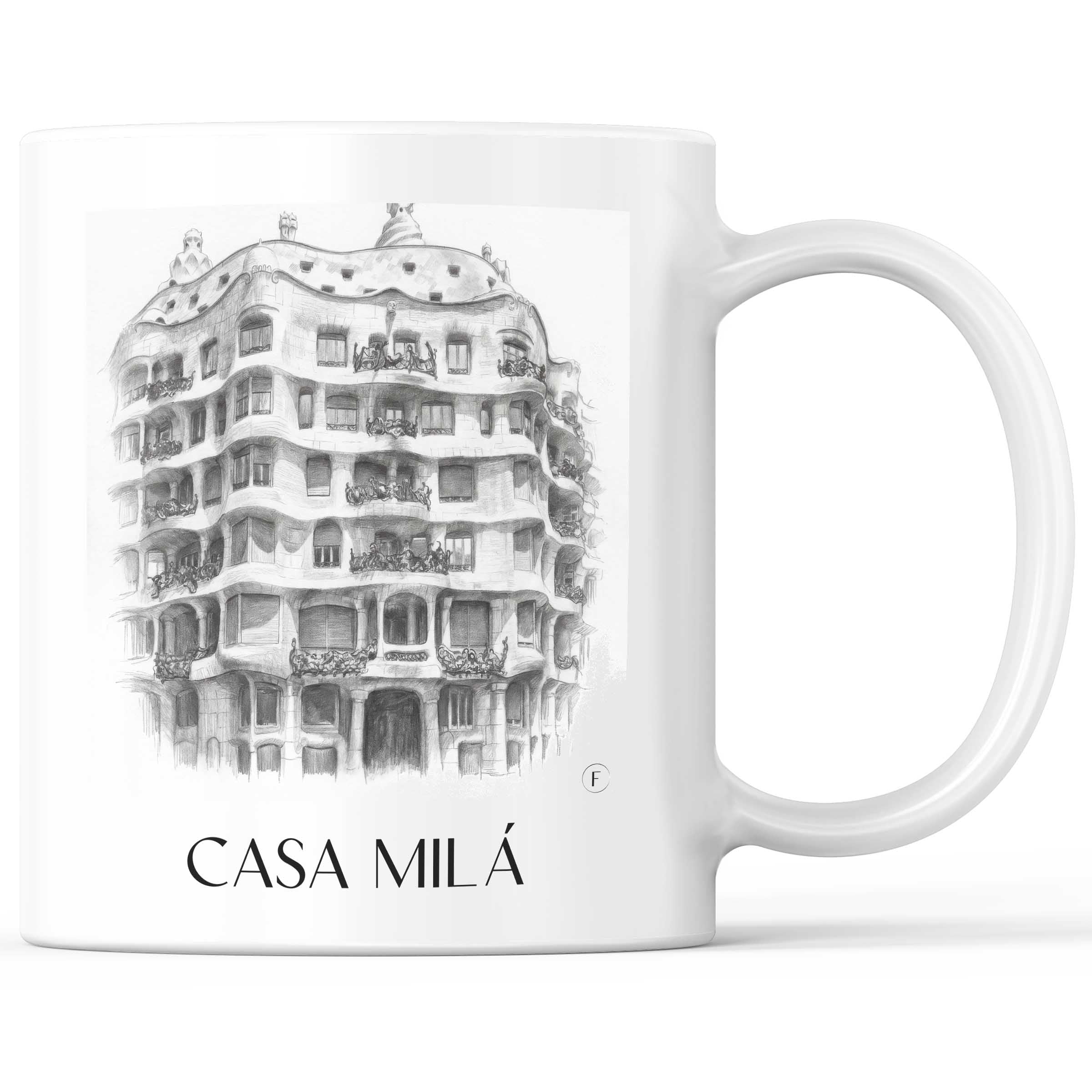 Casa Milá Kaffeebecher - Barcelona - Spanien Becher - Kaffeetasse im Zeichnung Stil
