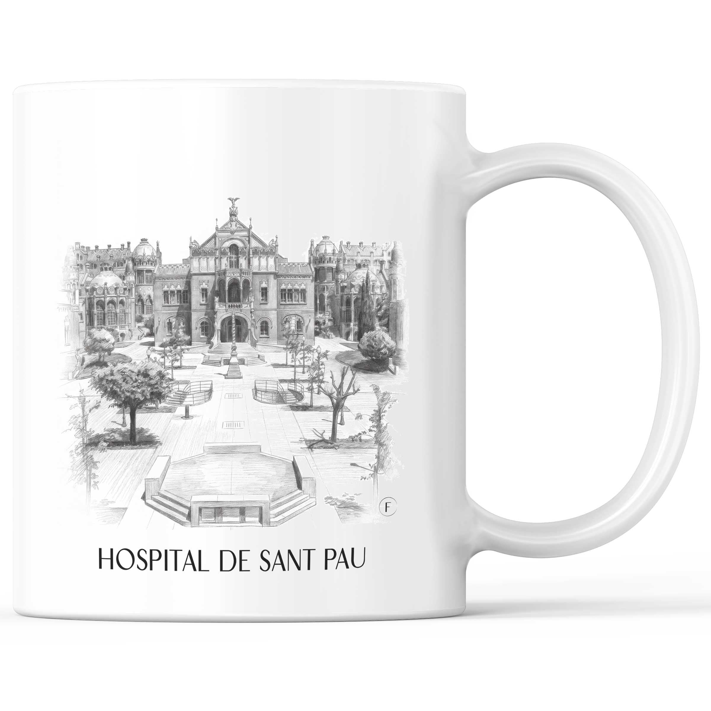 Hospital de Sant Pau Kaffeebecher - Barcelona - Spanien Becher - Kaffeetasse im Zeichnung Stil