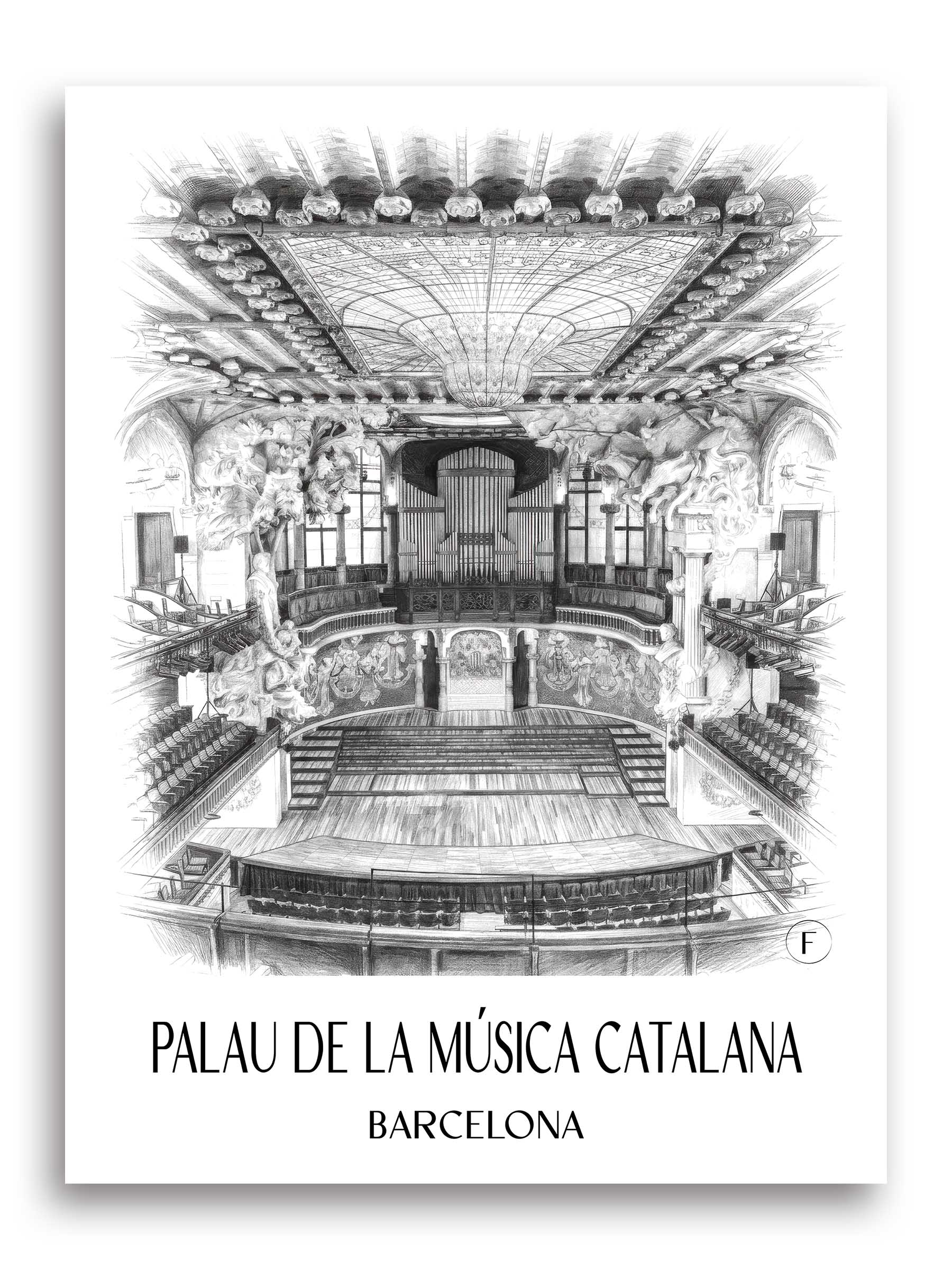Palau de la Música Catalana Poster - Barcelona - Spanien Kunstdruck - Zeichnung von A4 bis A1