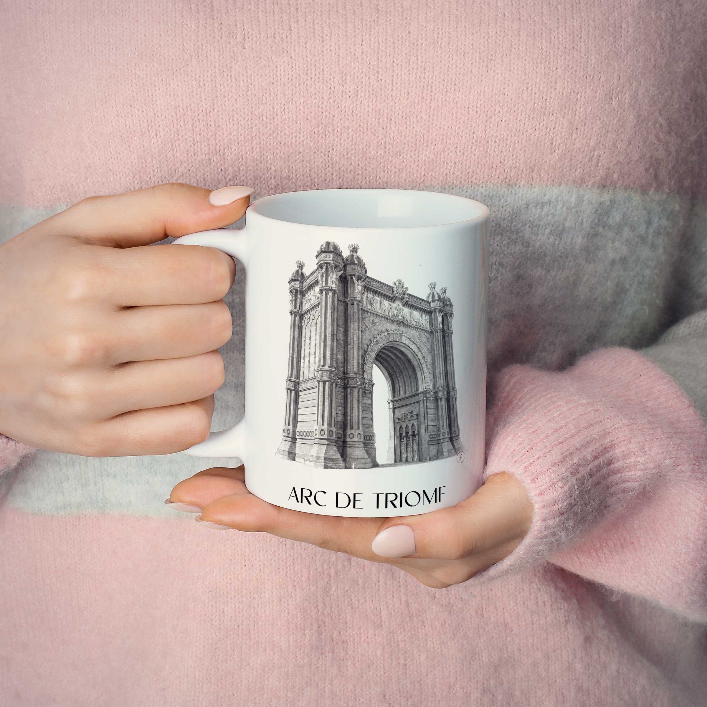 arc-de-triomf-barcelona-spanien-kaffeebecher-bleistift-zeichnung-drawing